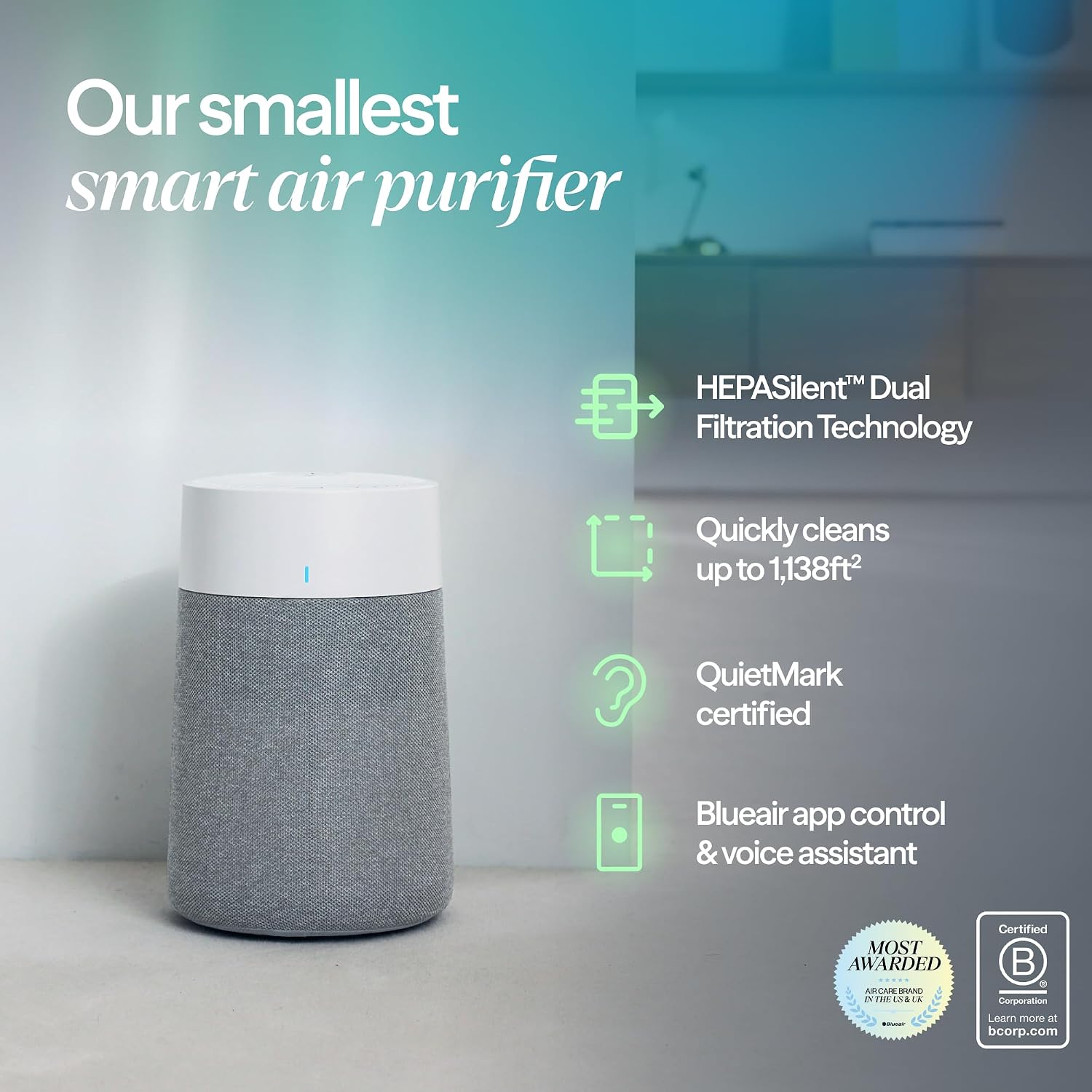 BLUEAIR Air Purifiers for Home Bedroom Dorm up to 1,138 Ft², Blue 511i Max