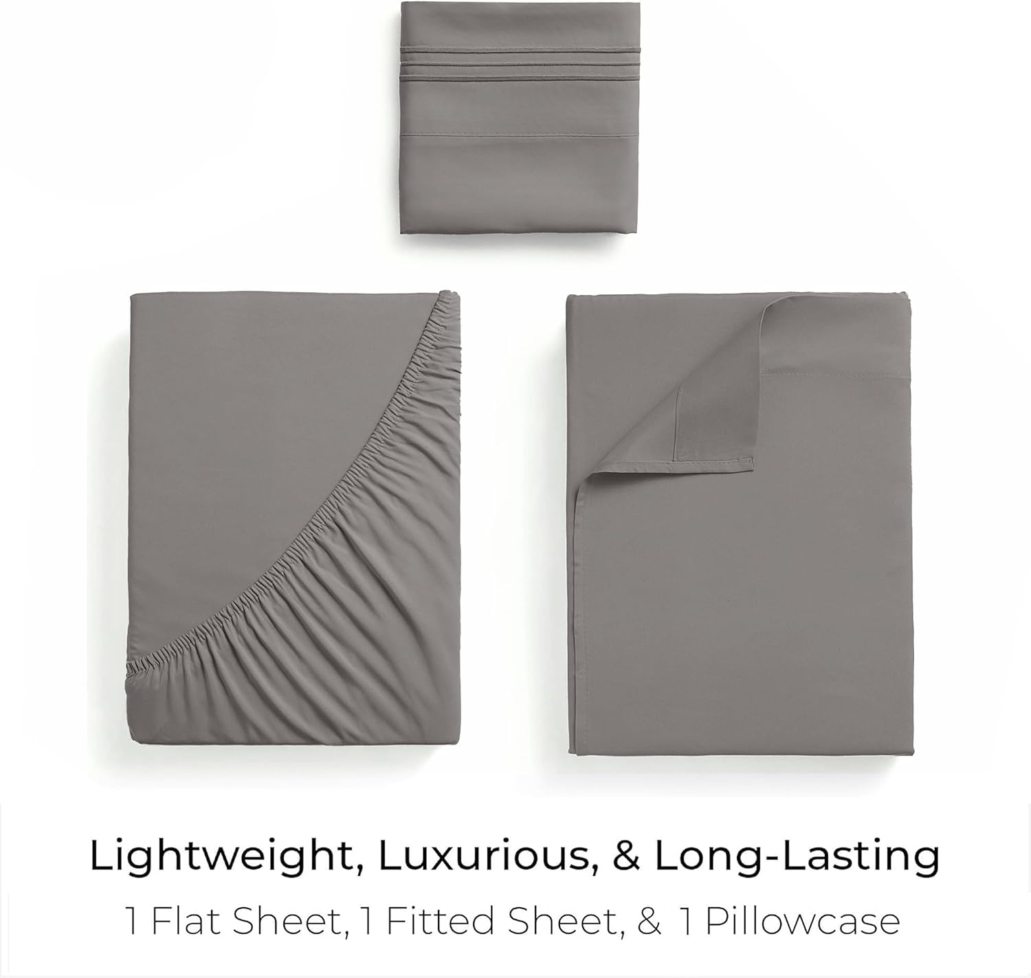 Mellanni Full Sheets Set - 4 PC Iconic Collection Bedding - Hotel Luxury Extra Soft Cooling Bed Sheets - Wrinkle Fade Stain Resistant (Full Taupe)