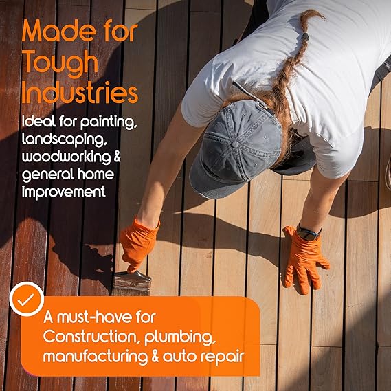 Inspire Heavy Duty Orange Nitrile Disposable Gloves