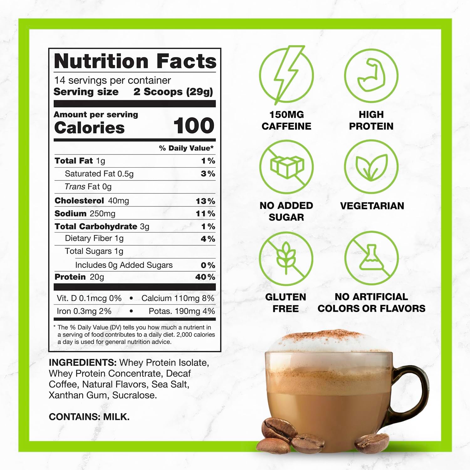 CHIKE Decaf Cappuccino Protein Coffee