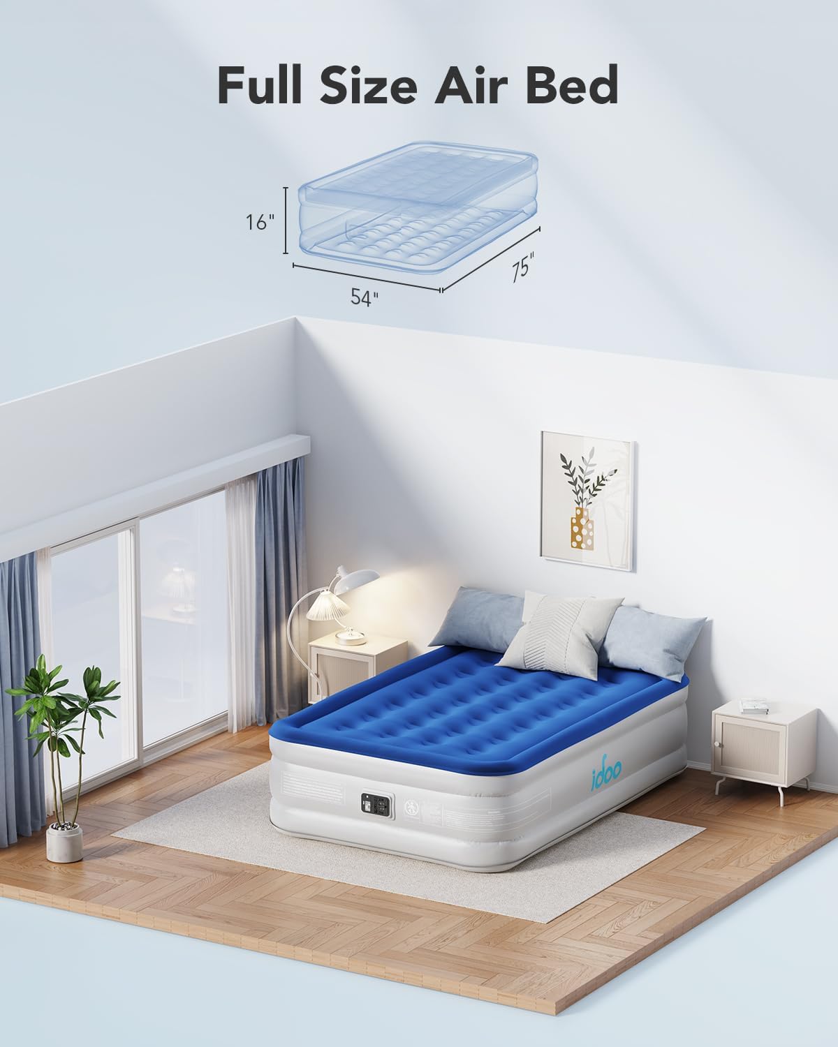 iDOO Air Mattress Full with Built in Pump, Upgraded Blow up Mattress Full
