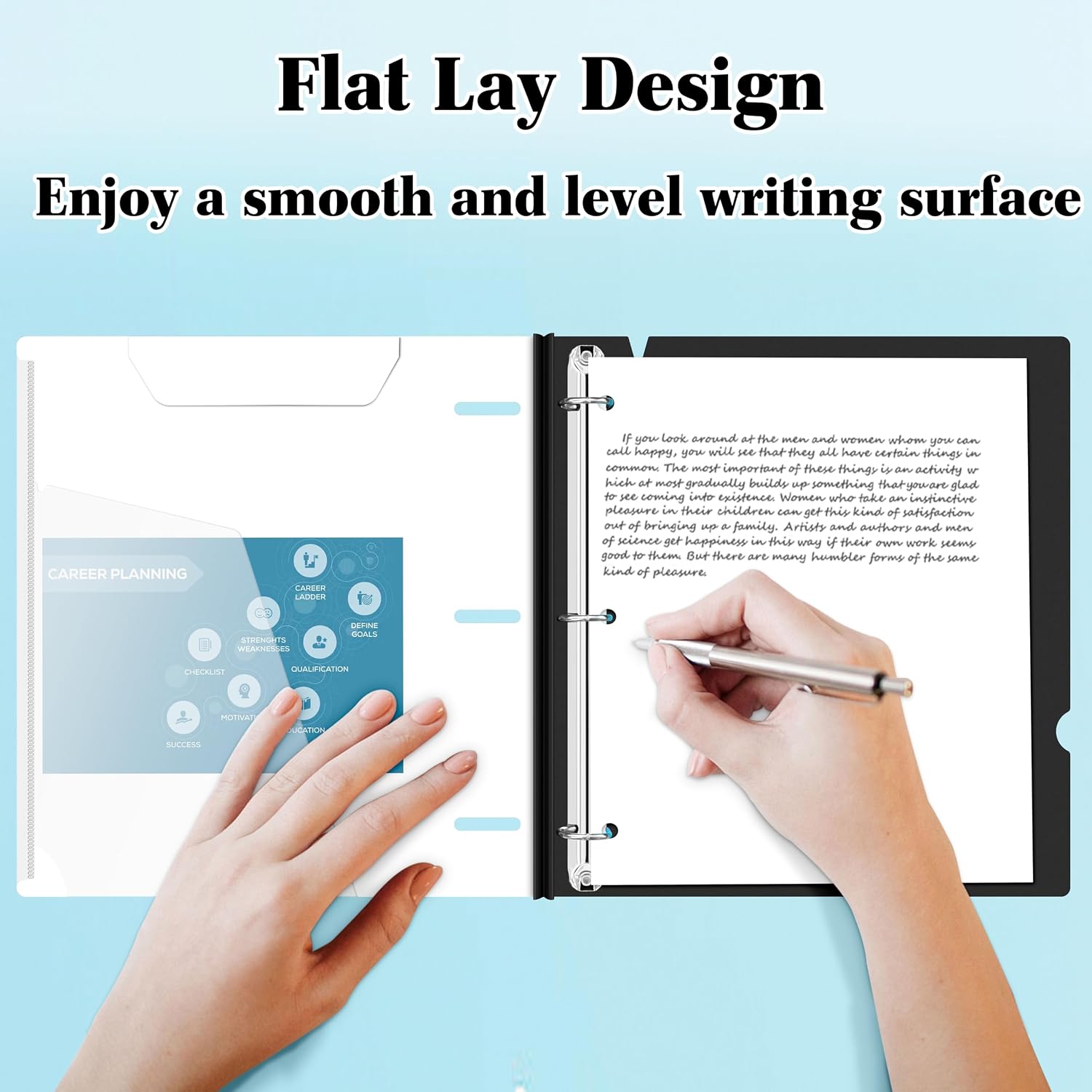 INFUN 1 Inch Telescoping 3 Ring Binder -12 PCS-White, Flexible Binders with Customizable Front Cover and Clear Catalog Pocket, 1Inch Rings,Holds 8.5x11 inch Paper