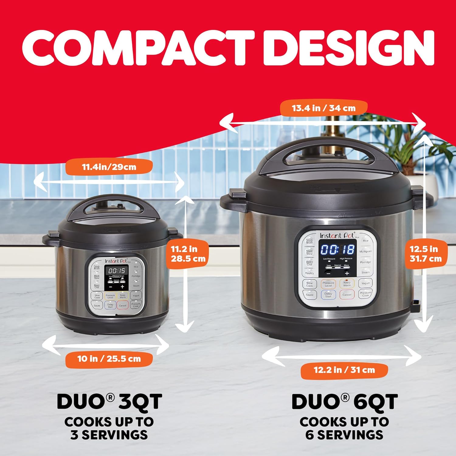 Instant Pot Duo 7-in-1 Mini Electric Pressure Cooker, Slow Rice Cooker, Steamer, Sauté, Yogurt Maker, Warmer & Sterilizer, Includes Free App with over 1900 Recipes, Stainless Steel, 3 Quart, 3 Quarts