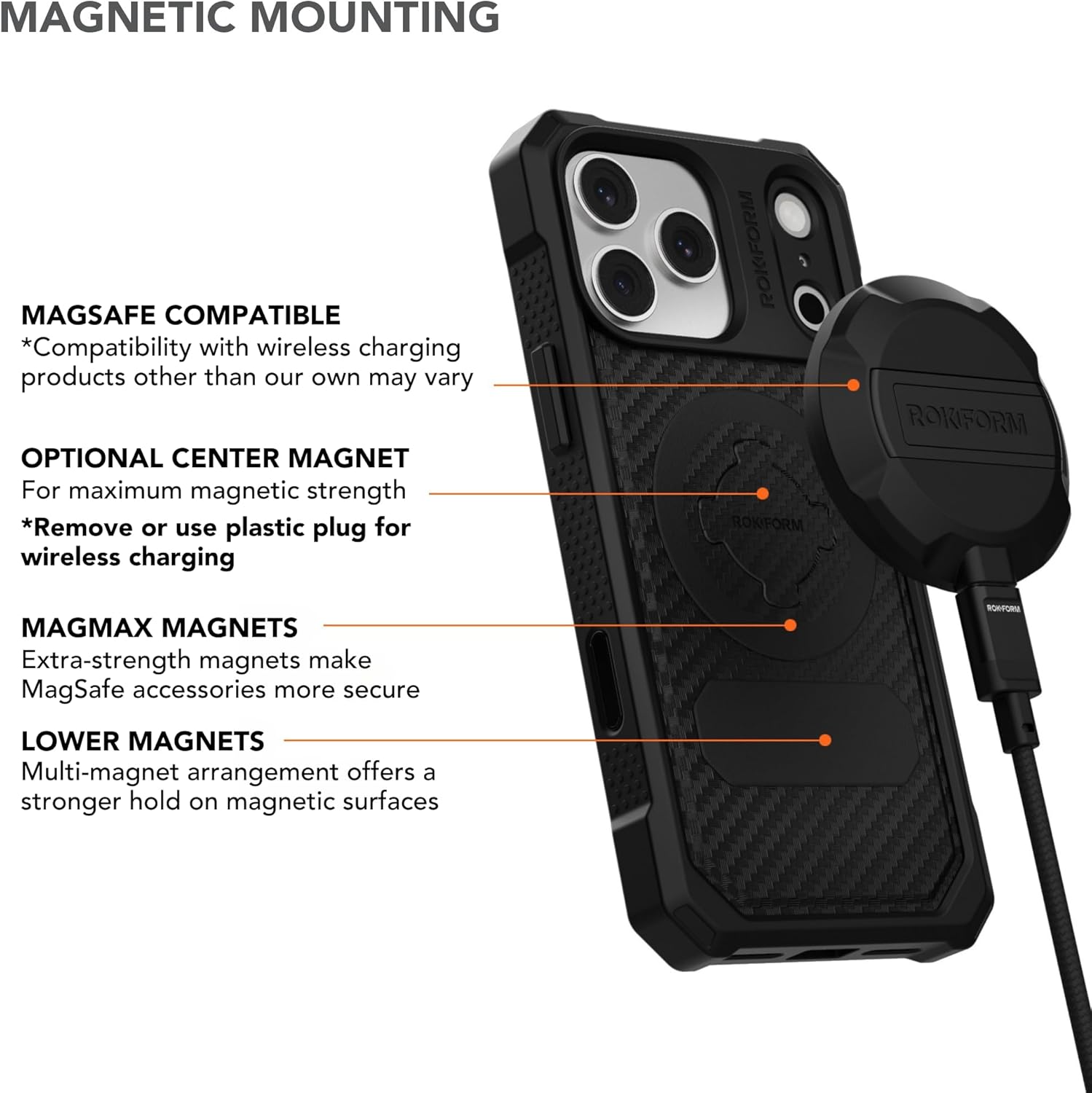 ROKFORM Rugged Case Compatible with iPhone 17 Pro Max Magnetic Cover (Black)