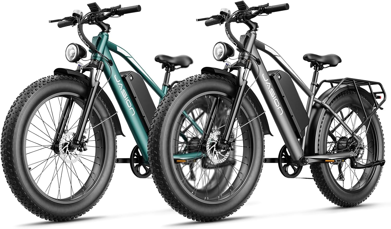 Jasion EB5 MAX Electric Bike for Adults with 1500W Peak Motor 48V 15Ah (720Wh) Battery Electric Mountain Bike 26'' x 4'' Fat Tire Ebike 28+MPH Speed Cruise Control with Fenders Rear Rack