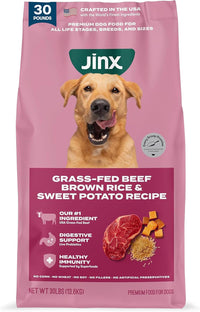 Jinx Premium Dry Dog Food for All Lifestages - Real Beef Brown Rice & Sweet Potato Kibble with Superfoods for Immune Support & Probiotics for Digestive Support - No Fillers - 30lb