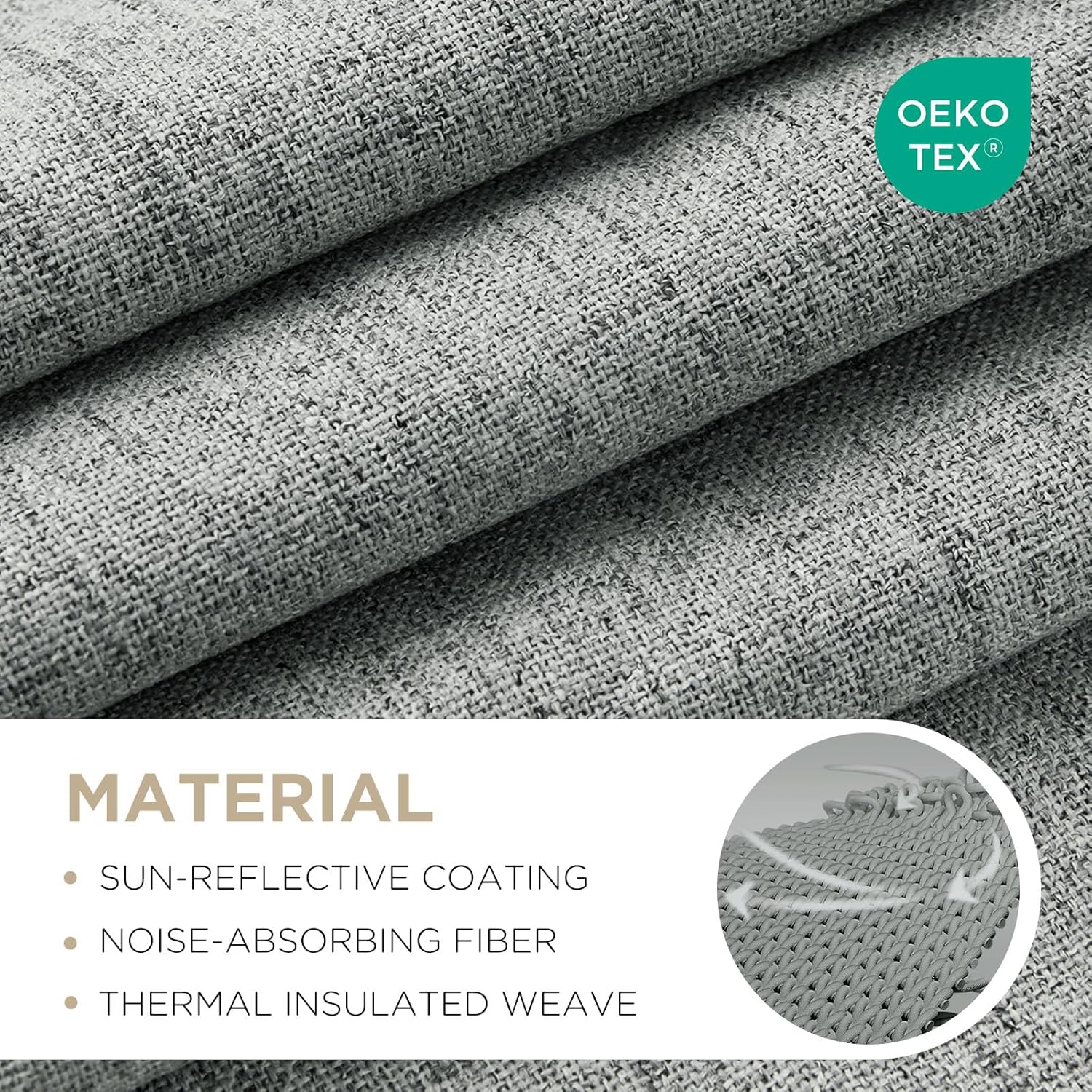 Joydeco Blackout Curtains for Bedroom - 100% Light Blocking 2 Panels Light Grey Drapes 66"W x 108"L Thermal Insulated Room Darkening Curtains Linen Textured for Living Room Rod Pocket & Back Tabs