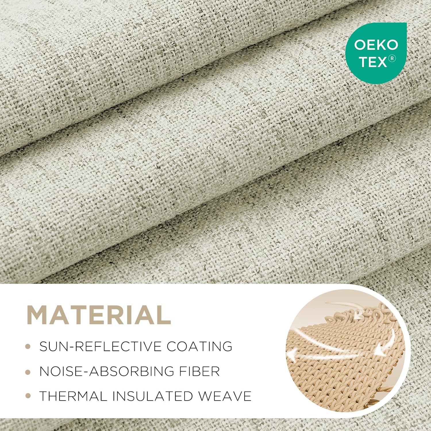 Joydeco Blackout Curtains for Bedroom - 100% Light Blocking 2 Panels Light Beige Drapes 66"W x 90"L Thermal Insulated Room Darkening Curtains Linen Textured for Living Room Rod Pocket & Back Tabs