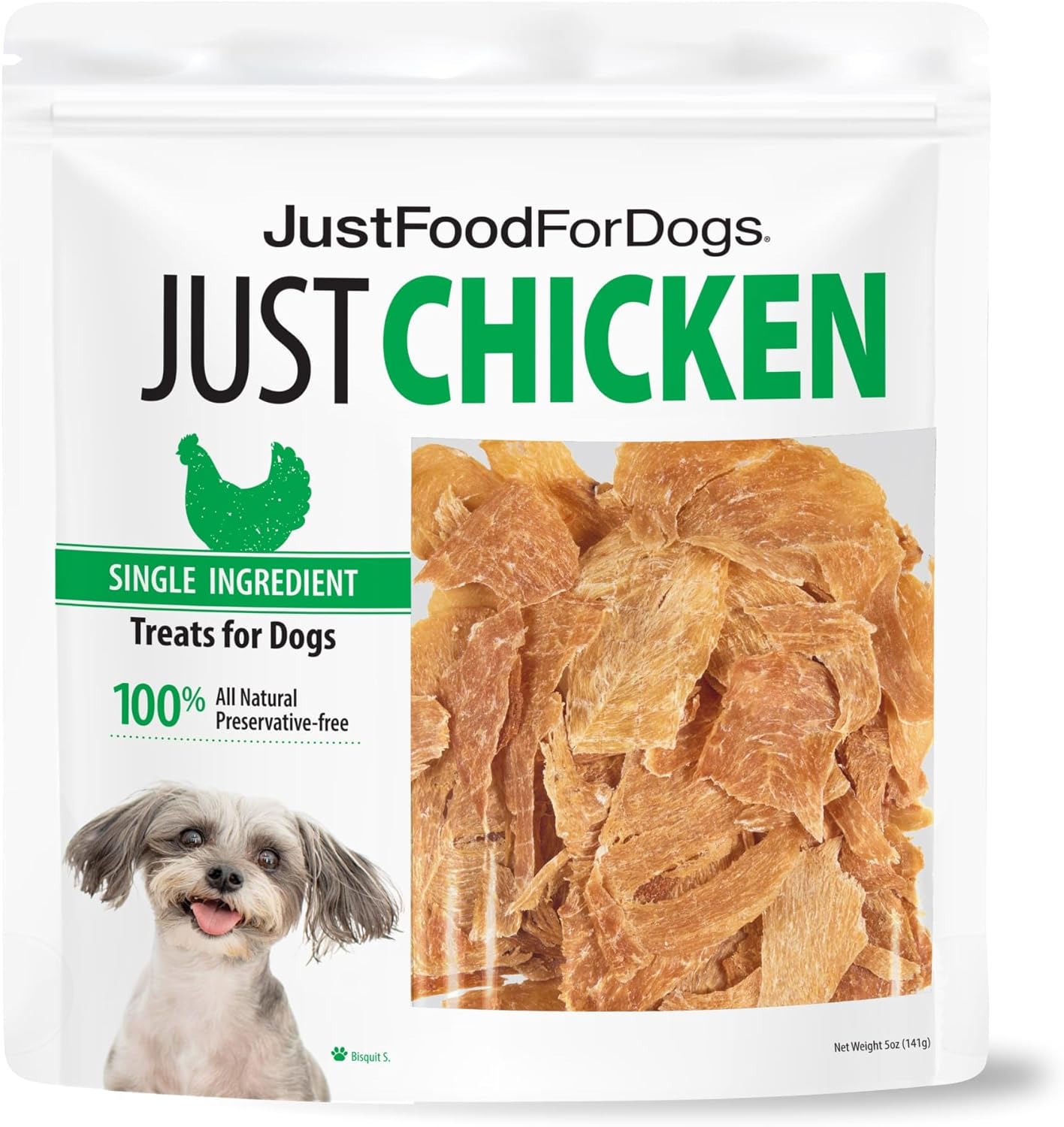 JustFoodForDogs Single Ingredient Healthy Dog Treats and Dog Snacks Jerky Treats Human Grade Preservative and Grain Free Rawhide Free Chews Low Calorie Treat - Chicken Breast 18 oz