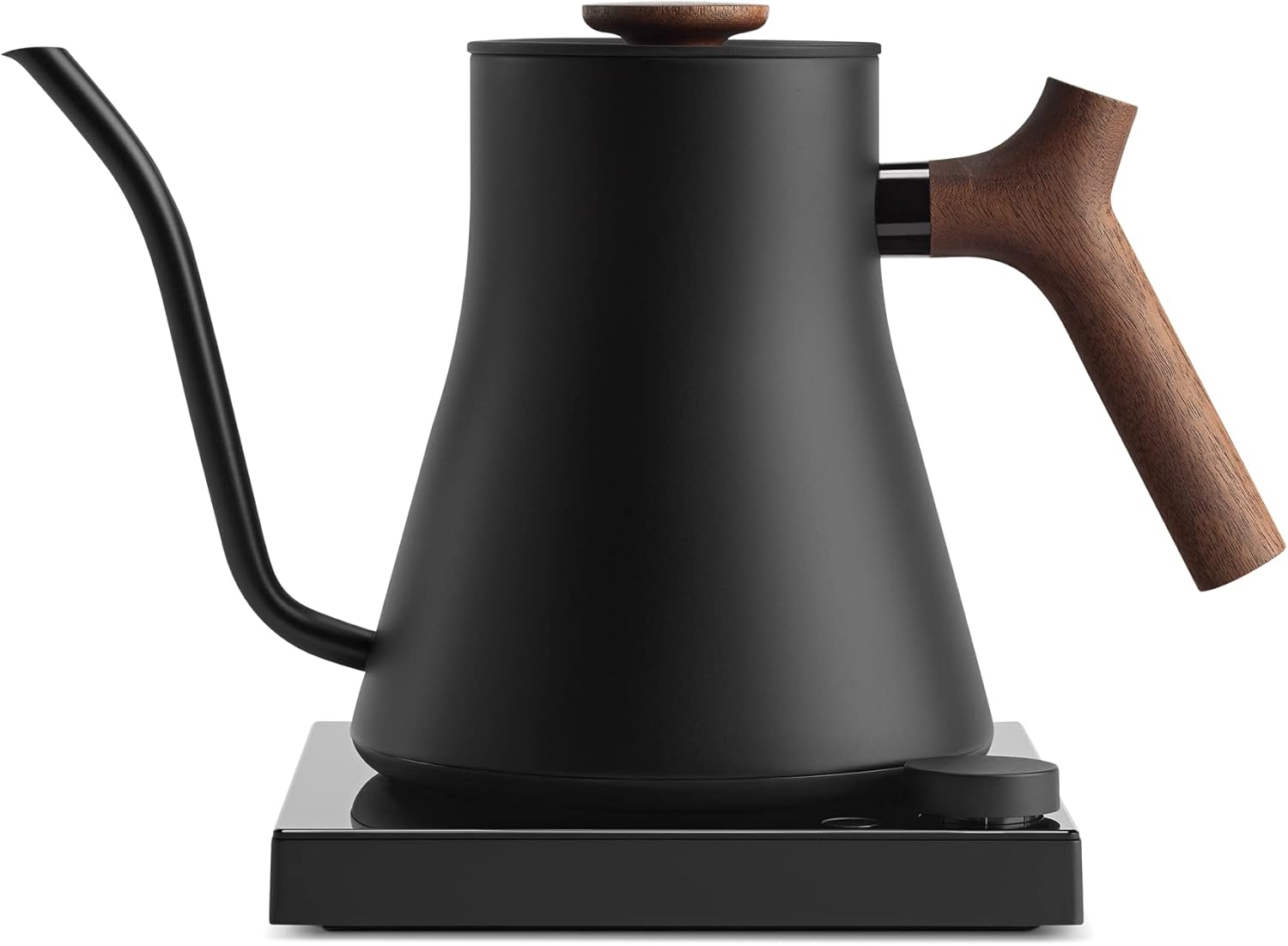 Fellow Stagg EKG Pro Studio Edition Electric Gooseneck Kettle - Pour-Over Coffee Tea Quick Heating Precise Temperature Control Scheduling Built-in Brew Timer-Matte Black with Walnut Handle 0.9 L