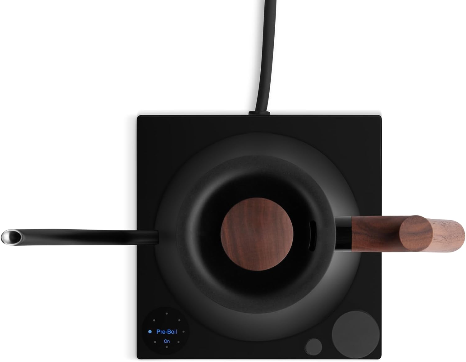 Fellow Stagg EKG Pro Studio Edition Electric Gooseneck Kettle - Pour-Over Coffee Tea Quick Heating Precise Temperature Control Scheduling Built-in Brew Timer-Matte Black with Walnut Handle 0.9 L
