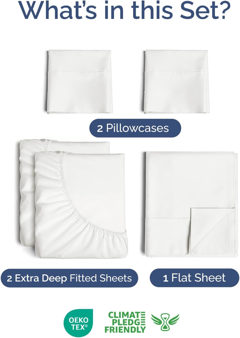 Extra Deep Split King Sheet Set - 5 Piece Breathable & Cooling Bed Sheets - Easily Fits 18 to 24 inch Mattress - Soft Wrinkle & Fade Free w/ Extra Deep Pockets - Hotel Luxury Bedding - Antique White