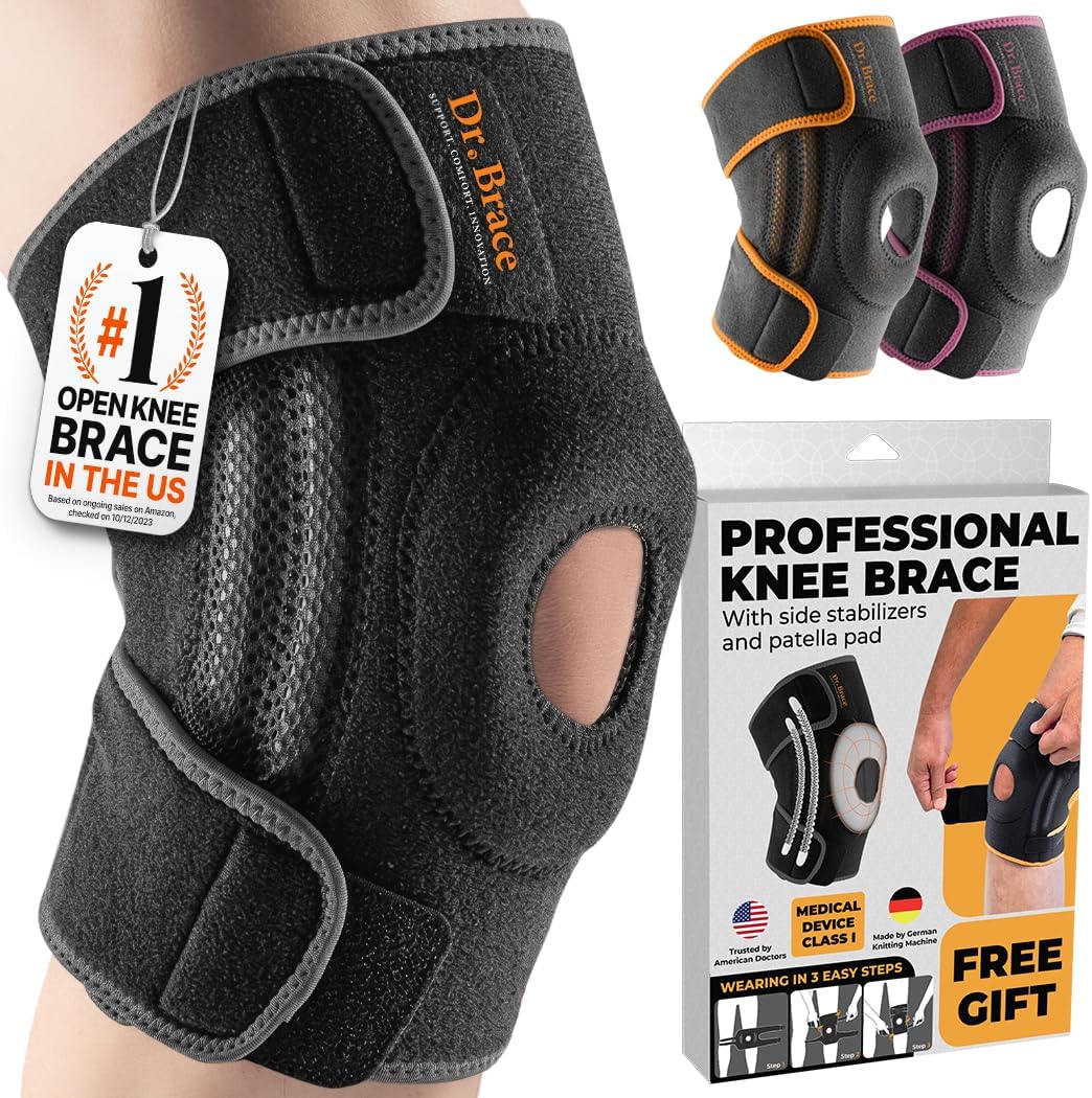 DR. BRACE ELITE Knee Brace with Side Stabilizers & Patella Gel Pads for Maximum Knee Pain Support and fast recovery for men and women-Please Check How To Size Video (XX-Large Mercury)