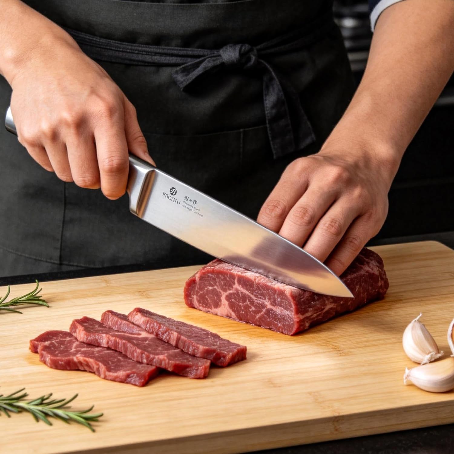 imarku 15-Piece Knife Block Set Built-in Sharpener Japanese High Carbon Stainless Steel Kitchen Knife Set Dishwasher Safe Chef Knife Set with Wooden Knife Block Steak Knives for Kitchen Cooking
