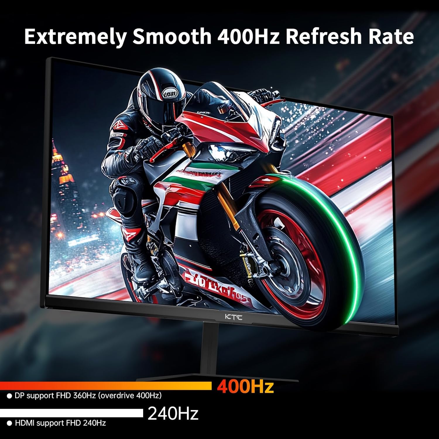 KTC 24.5 Inch 400Hz Gaming Monitor FHD 1080P 240Hz Computer Monitor Fast IPS FreeSync/G-Sync Compatible HDR400 DisplayPort x2 HDMI x2 VESA Tilt Adjustable H25X7