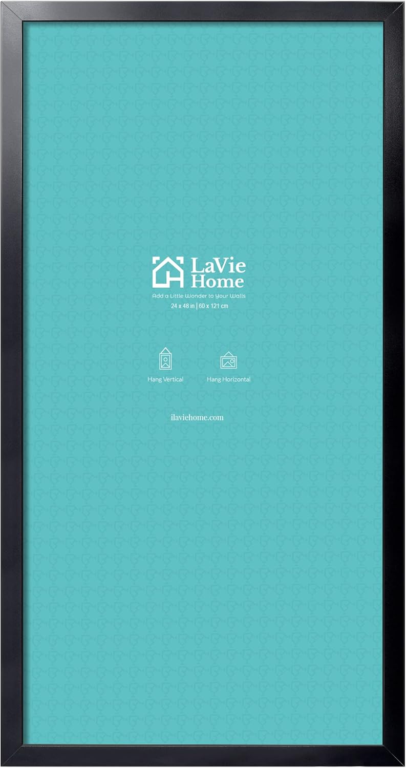 LaVie Home 24 x 48 Picture Frame Large Poster Frame with High Definition Plexiglass Horizontal or Vertical Wall Gallery Poster Frames Suitable for Photos Artworks Posters Puzzle Black 1pc