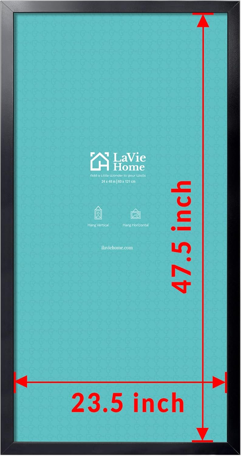 LaVie Home 24 x 48 Picture Frame Large Poster Frame with High Definition Plexiglass Horizontal or Vertical Wall Gallery Poster Frames Suitable for Photos Artworks Posters Puzzle Black 1pc