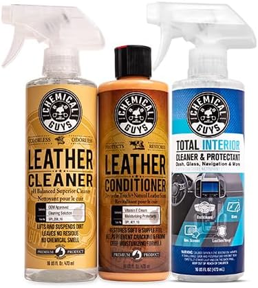 Chemical Guys SPI1091601 Leather Cleaner and Conditioner Leather & Interior Care Bundle + SPI22016 Total Interior Cleaner & Protectant Safe for Cars Home Office & More (16 fl oz) 3 Items