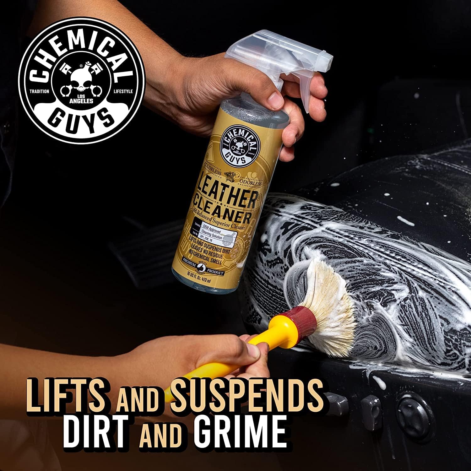 Chemical Guys SPI1091601 Leather Cleaner and Conditioner Leather & Interior Care Bundle + SPI22016 Total Interior Cleaner & Protectant Safe for Cars Home Office & More (16 fl oz) 3 Items
