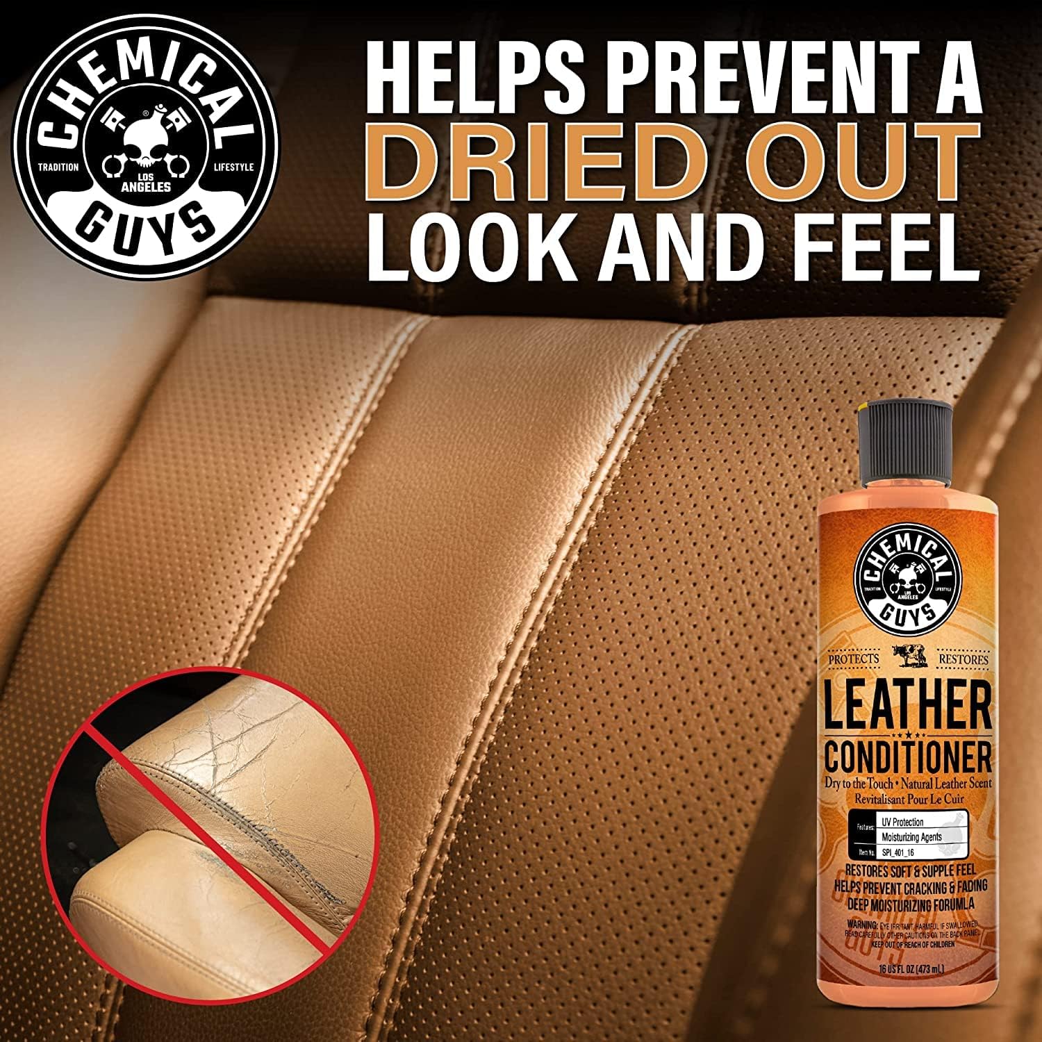 Chemical Guys SPI1091601 Leather Cleaner and Conditioner Leather & Interior Care Bundle + SPI22016 Total Interior Cleaner & Protectant Safe for Cars Home Office & More (16 fl oz) 3 Items