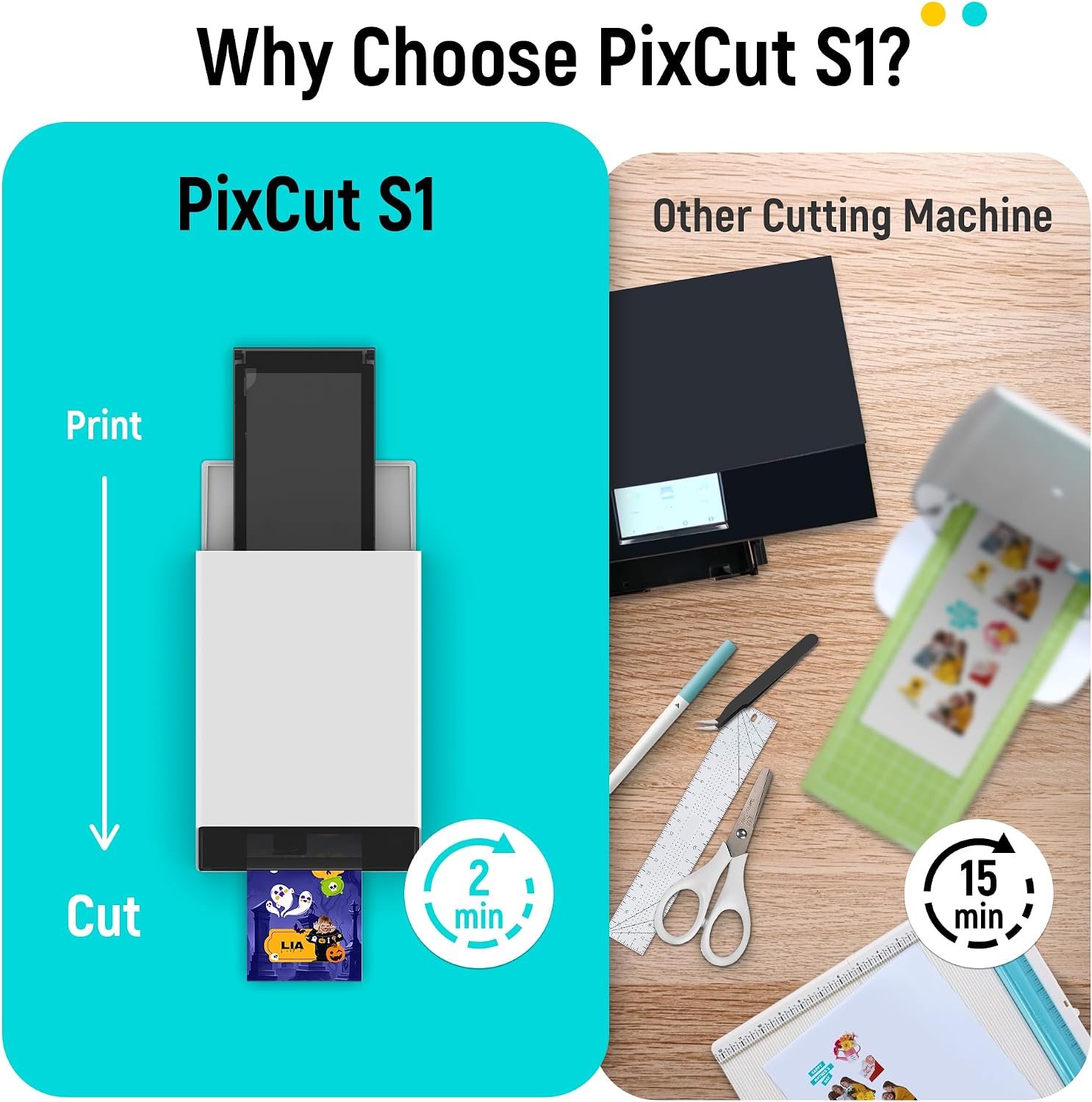 Liene PixCut S1 Color Sticker Printer & Cutting Machine - All-in-One Sticker Maker for DIY Crafts, Custom Labels & Gifts. Thermal Dye-Sublimation Photo Printer, 300 DPI, Precise AI Auto-Cutting