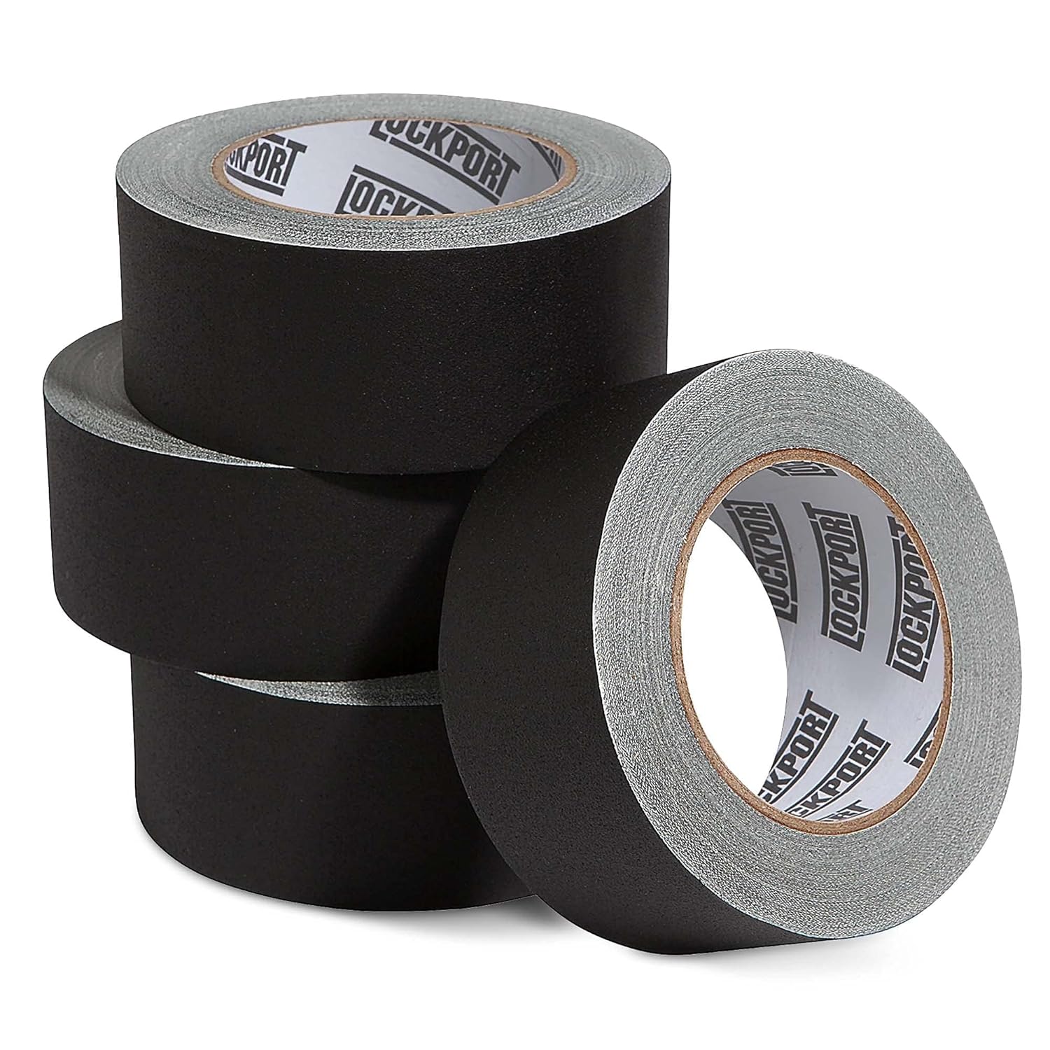 Lockport Black Gaffers Tape 2 Inch x 30 Yards - 4 Pack Pro Black Gaffing Tape Easy Tear Gaff Heavy Duty No Residue Non-Reflective Matte for Stage and Photo Multipurpose