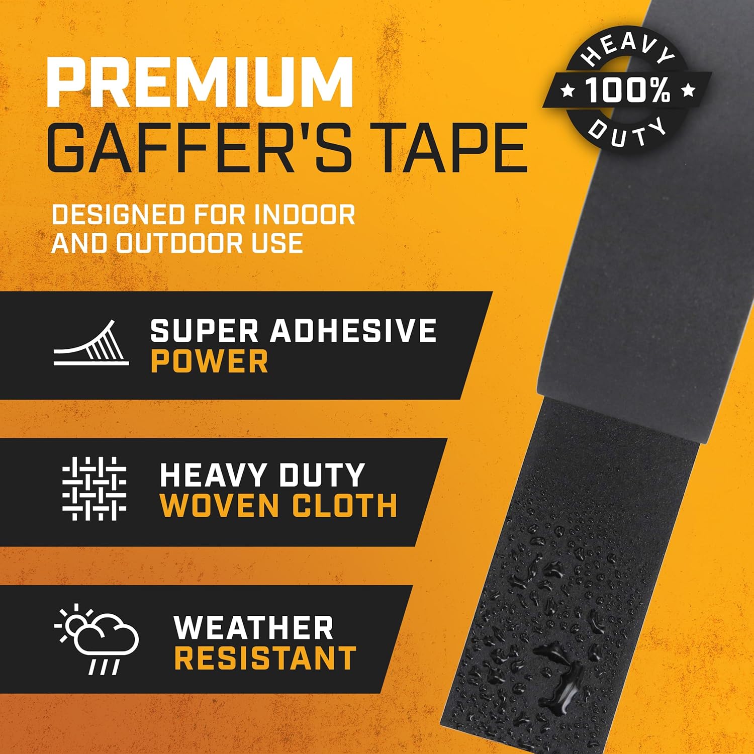 Lockport Black Gaffers Tape 2 Inch x 30 Yards - 4 Pack Pro Black Gaffing Tape Easy Tear Gaff Heavy Duty No Residue Non-Reflective Matte for Stage and Photo Multipurpose