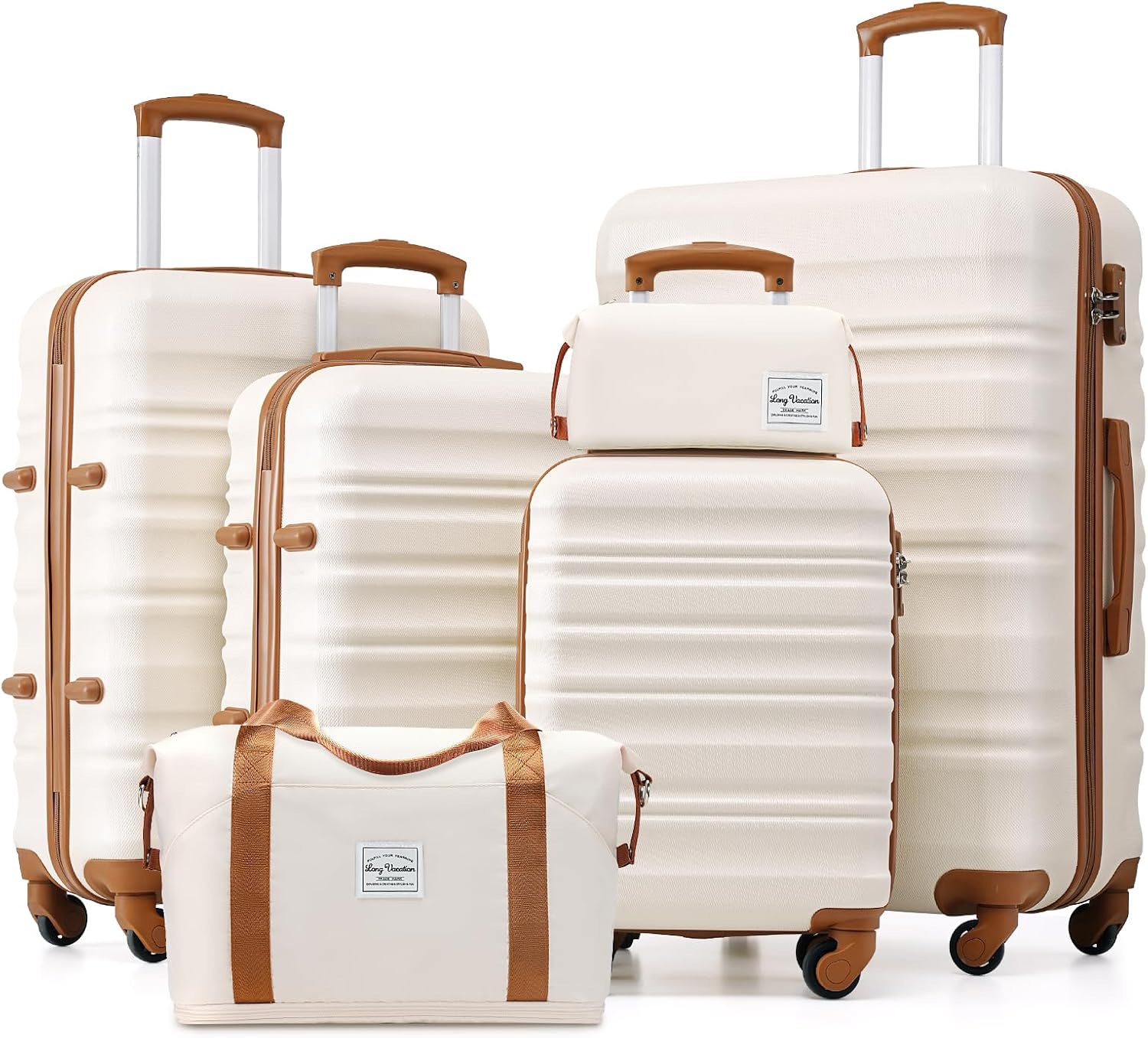 LONG VACATION Luggage Set 6 Piece Luggage ABS hardshell TSA Lock Spinner Wheels Luggage Carry on Suitcase
