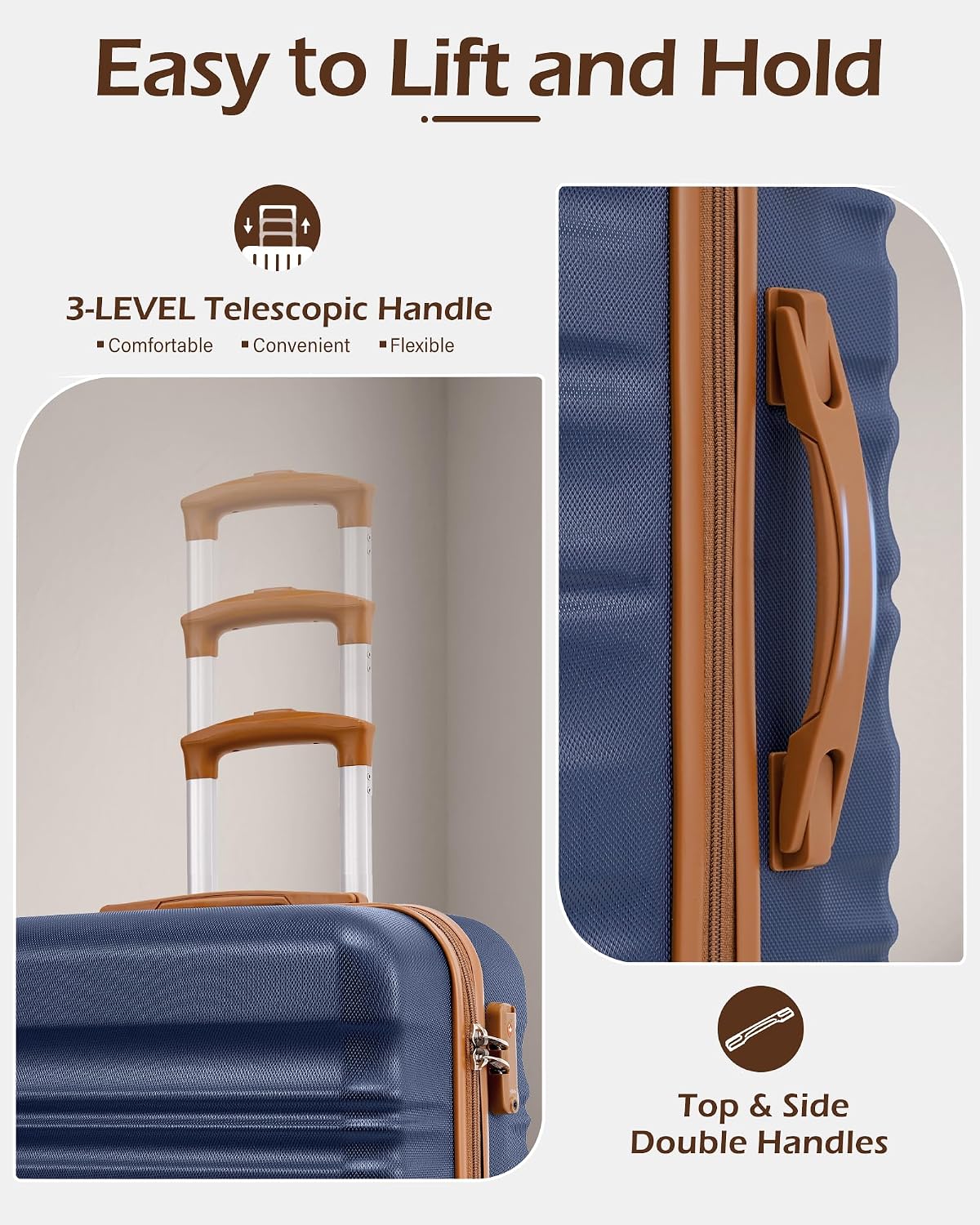 LONG VACATION Luggage Set 6 Piece Luggage ABS hardshell TSA Lock Spinner Wheels Luggage Carry on Suitcase
