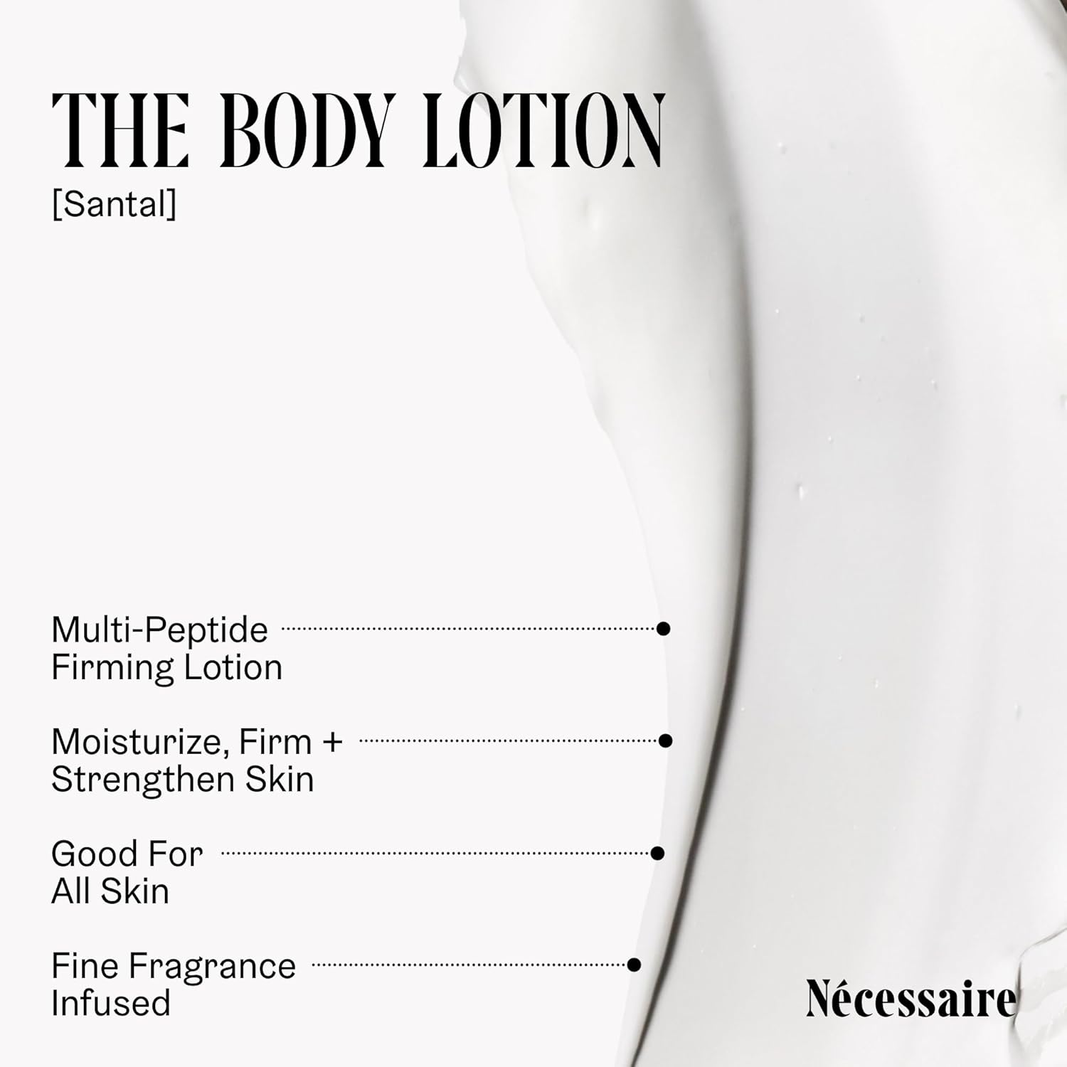 N√©cessaire The Body Lotion ‚Äì Santal - Multi-Peptide - Firming Body Lotion for Women + Men. 2.5% Niacinamide. Non-Comedogenic Moisturizer for Sensitive Skin. Dermatologist-Tested ‚Äì 450ml/15.2 fl oz
