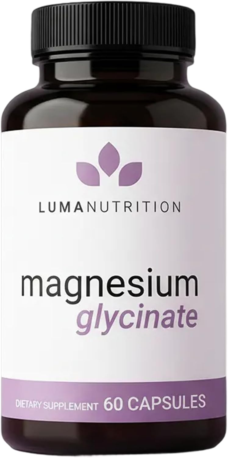 Luma Nutrition Magnesium Glycinate 1000mg - Support Stress Sleep Nerve & Muscle Health - 500mg Pure Magnesium Supplement Capsules - Chelated for High Absorption - 60 Veggie Capsules