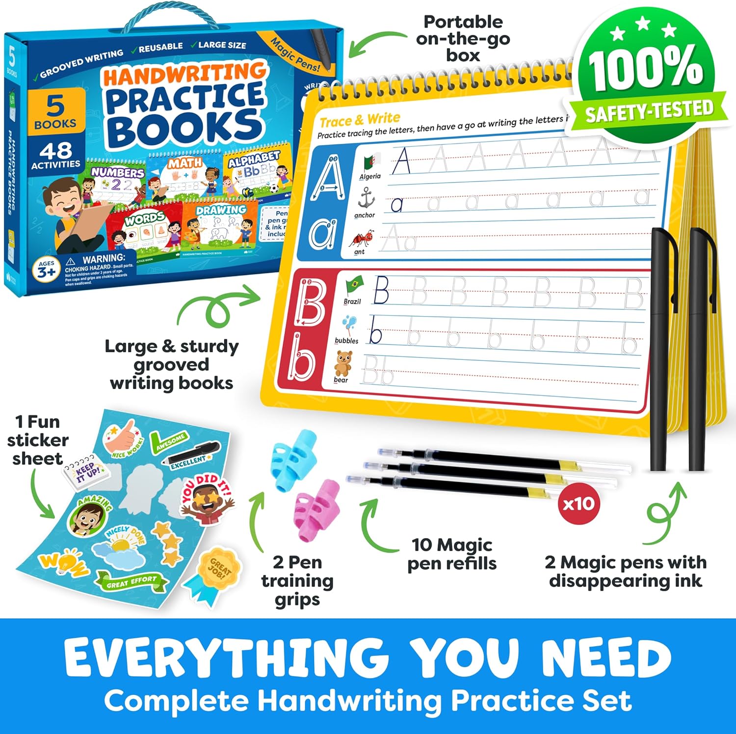 Magic Grooved Writing Practice for Kids Age 3-5 - Grooved Writing Books for Kids 3-5 - Handwriting Practice for Kids 5-7 - Tracing Books Toys for 4 Year Old - Preschool Learning Activities -