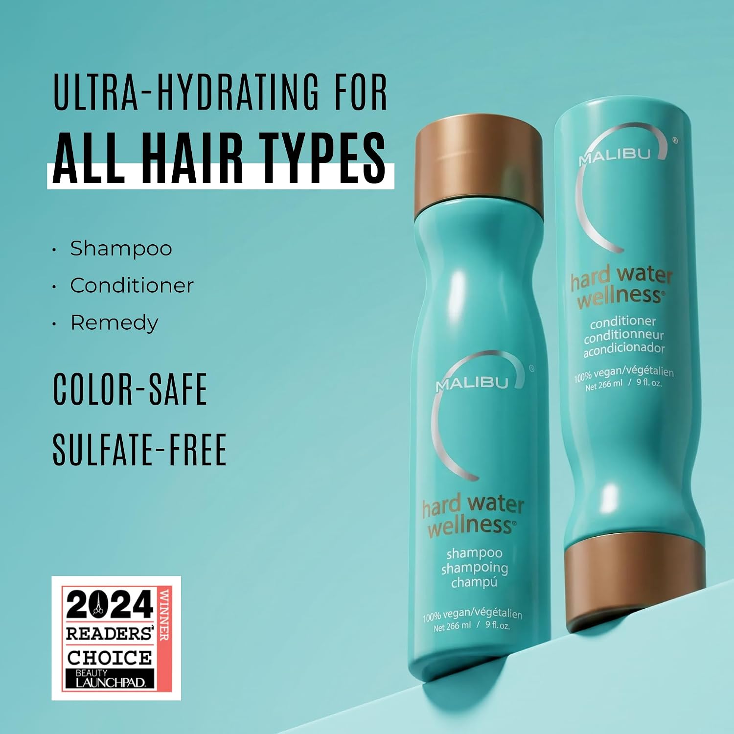 Malibu C Hard Water Wellness Remedy - Hard Water Shampoo, Conditioner & Hair Mask Packets for Removing Deposits and Impurities - Hydrating Hair Care Set (6 Ct)