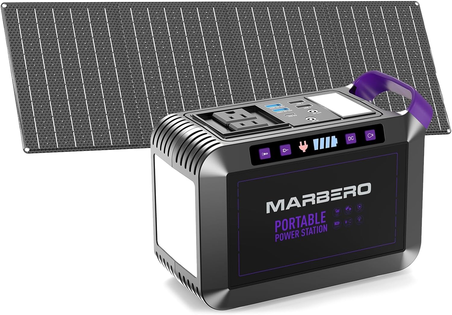 MARBERO 172Wh Solar Generator with 40W Solar Panel Portable Solar Power Station 200W Camping Outdoor Hiking Fishing Emergency CPAP