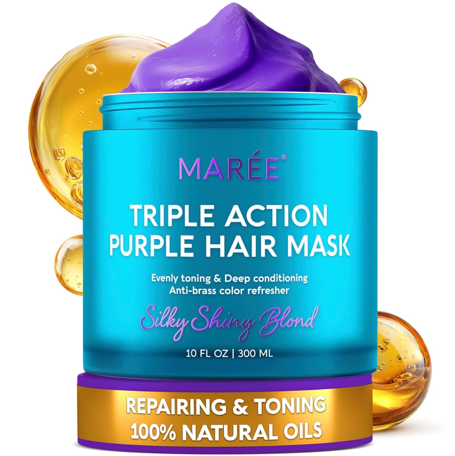 MAREE Deep Conditioning Hair Mask for Damaged Hair Treatment ‚Äì Keratin Hair Care for Hydrating Growth Repair Moisturizing ‚Äì Dry Curly Color Refreshing ‚Äì 10 Fl Oz Purple