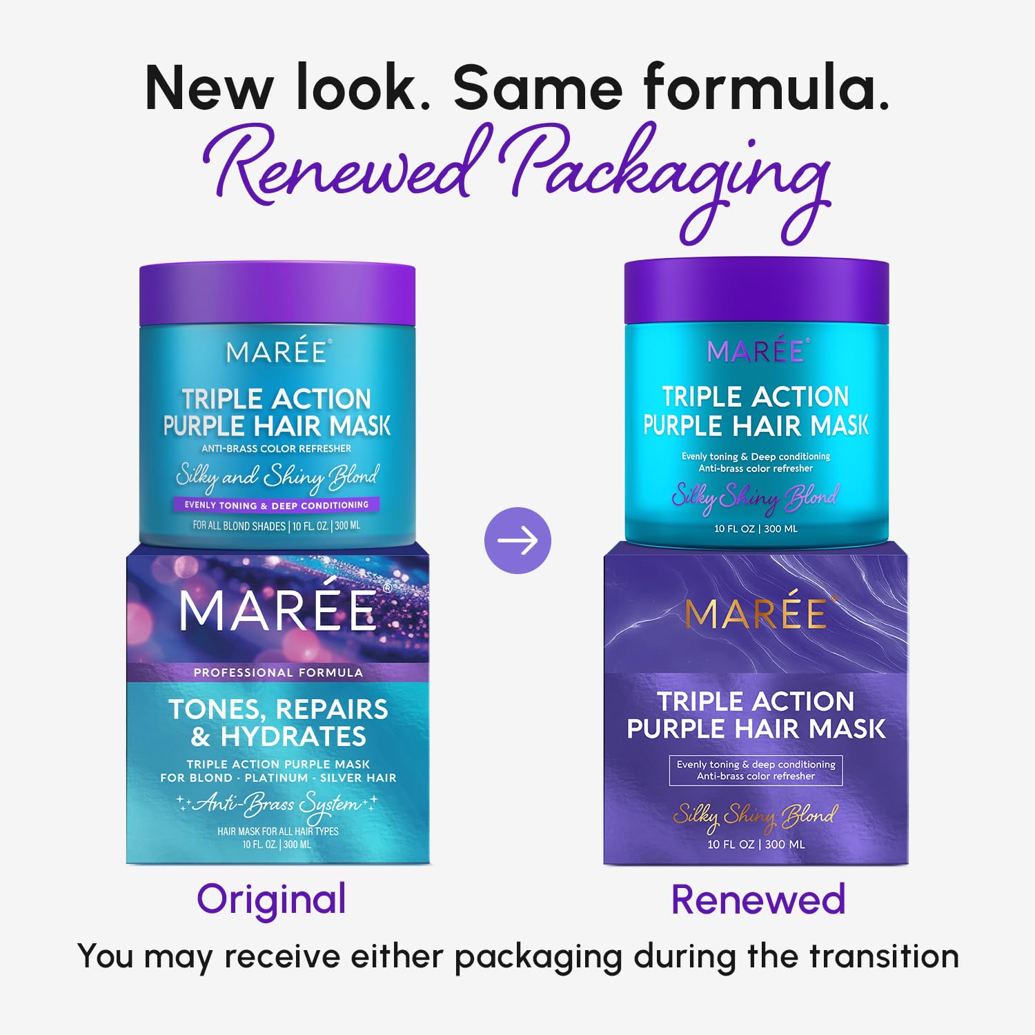 MAREE Deep Conditioning Hair Mask for Damaged Hair Treatment ‚Äì Keratin Hair Care for Hydrating Growth Repair Moisturizing ‚Äì Dry Curly Color Refreshing ‚Äì 10 Fl Oz Purple