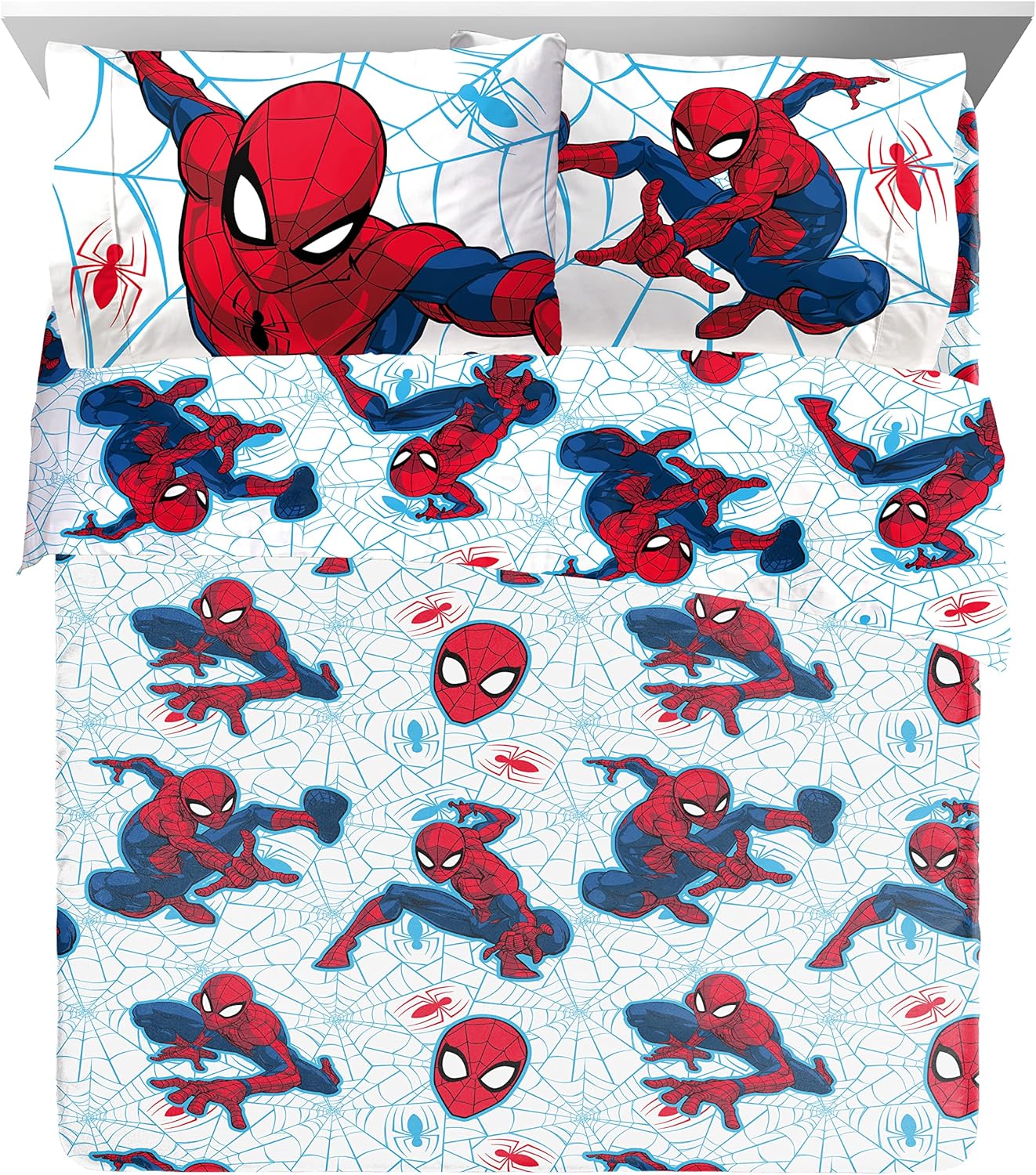 Spiderman 7 Piece Queen Bed in a Bag for Boys - Includes Reversible Comforter & Sheet Set - Super Soft Fade Resistant Microfiber Kids Bedding All Season (Official Marvel Product) by Jay Franco