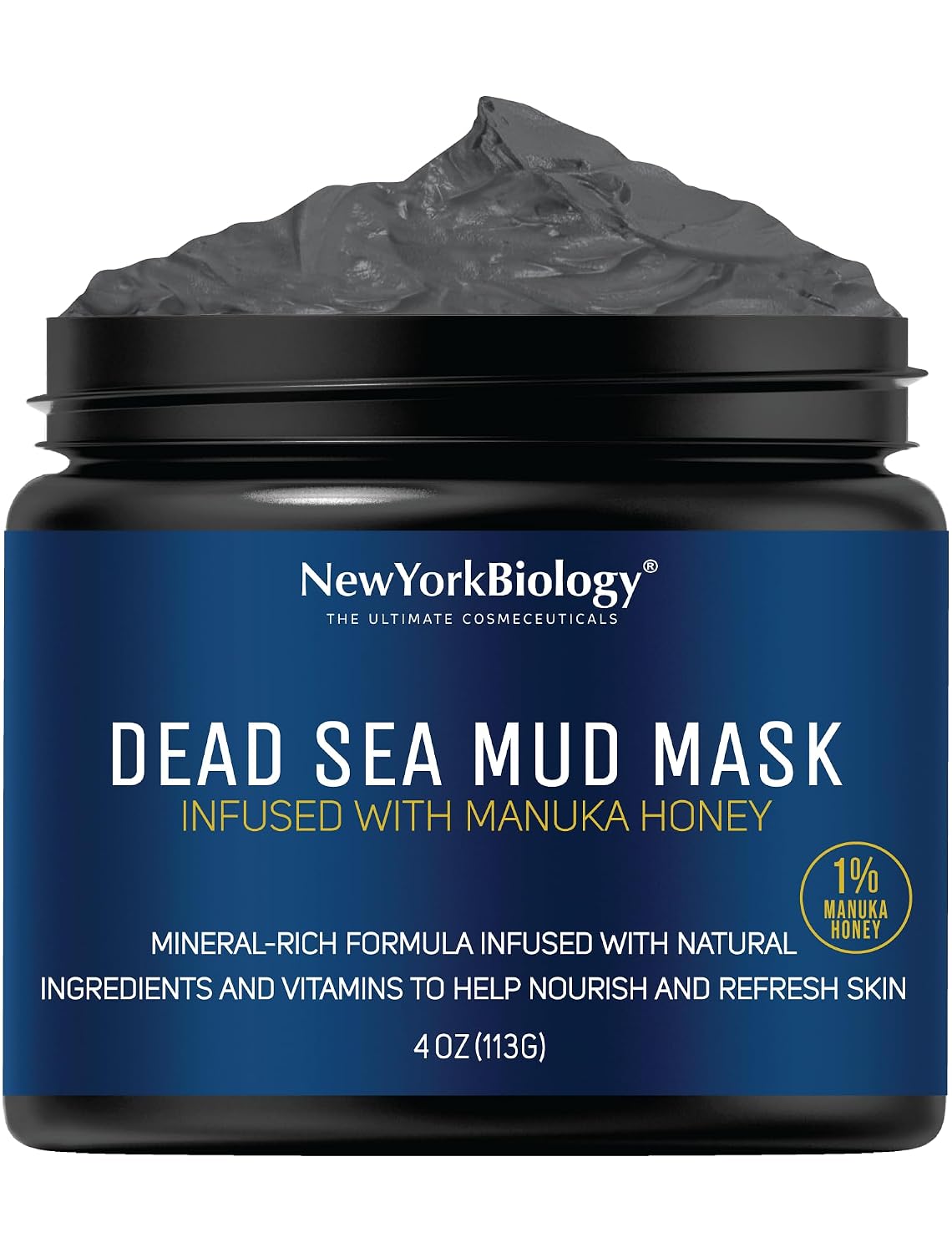 New York Biology Dead Sea Mud Mask for Face & Body | with Stem Cell and Collagen | Face Mask, Brush Applicator, Towel | Spa Quality Pore Refiner for Oily Skin | Natural Skincare for Women & Men | 4 oz