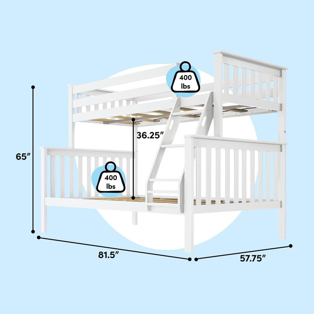 Max & Lily Bunk Bed Twin Over Full Size with Ladder