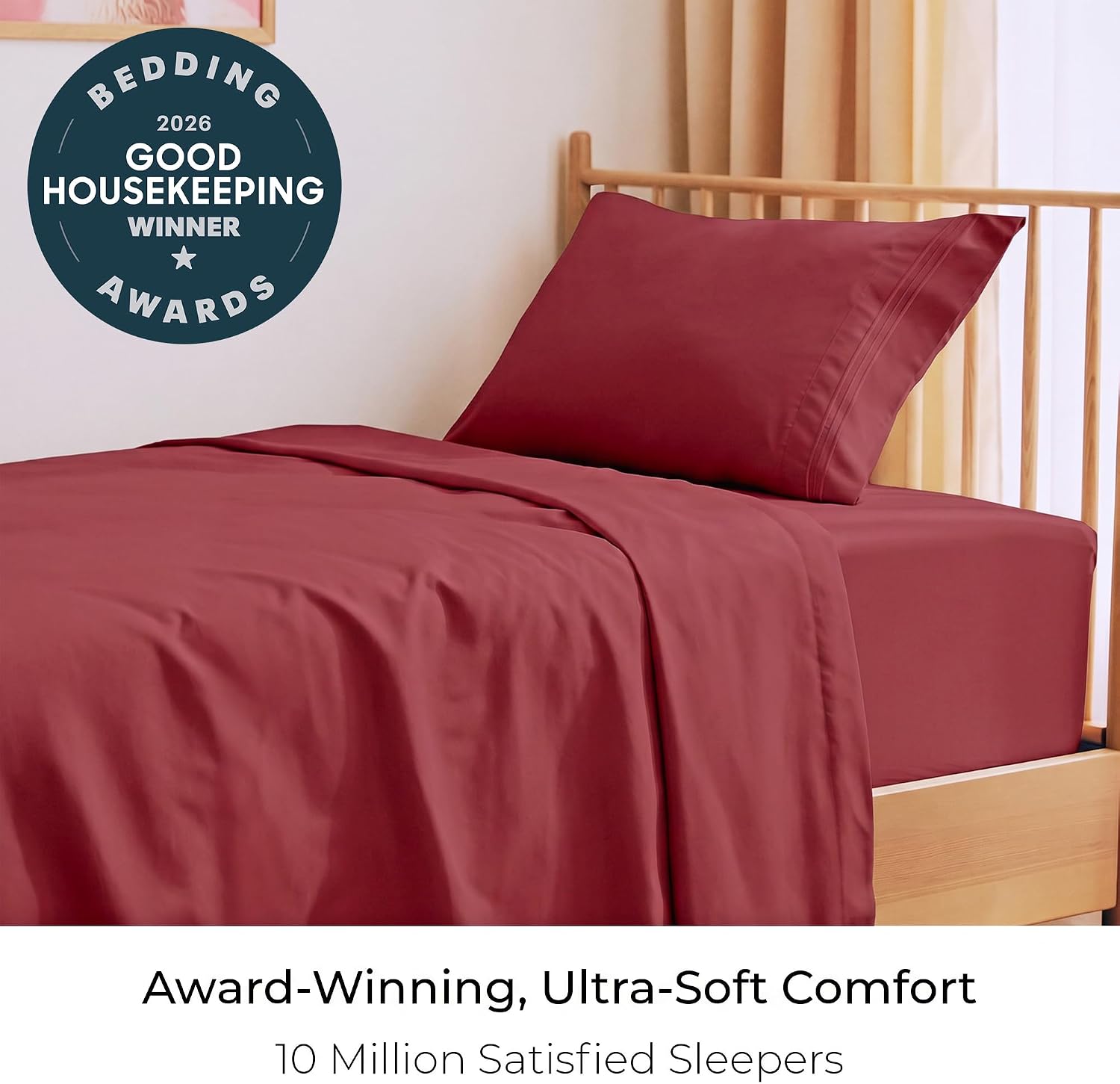 Mellanni Twin XL Sheets Set - 3 PC Iconic Collection Bedding - Hotel Luxury Extra Soft Cooling Bed Sheets - Wrinkle Fade Stain Resistant (Twin Extra Long Brick Red)