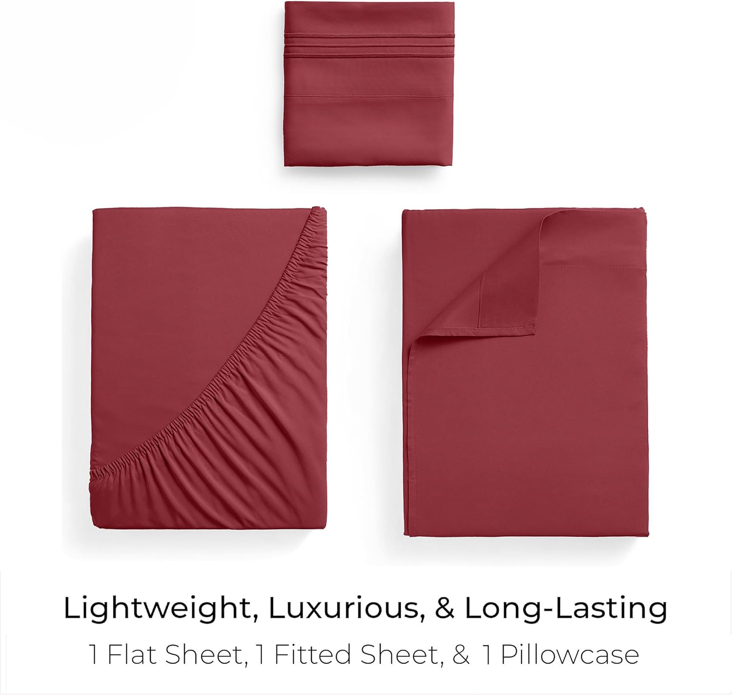 Mellanni Twin XL Sheets Set - 3 PC Iconic Collection Bedding - Hotel Luxury Extra Soft Cooling Bed Sheets - Wrinkle Fade Stain Resistant (Twin Extra Long Brick Red)