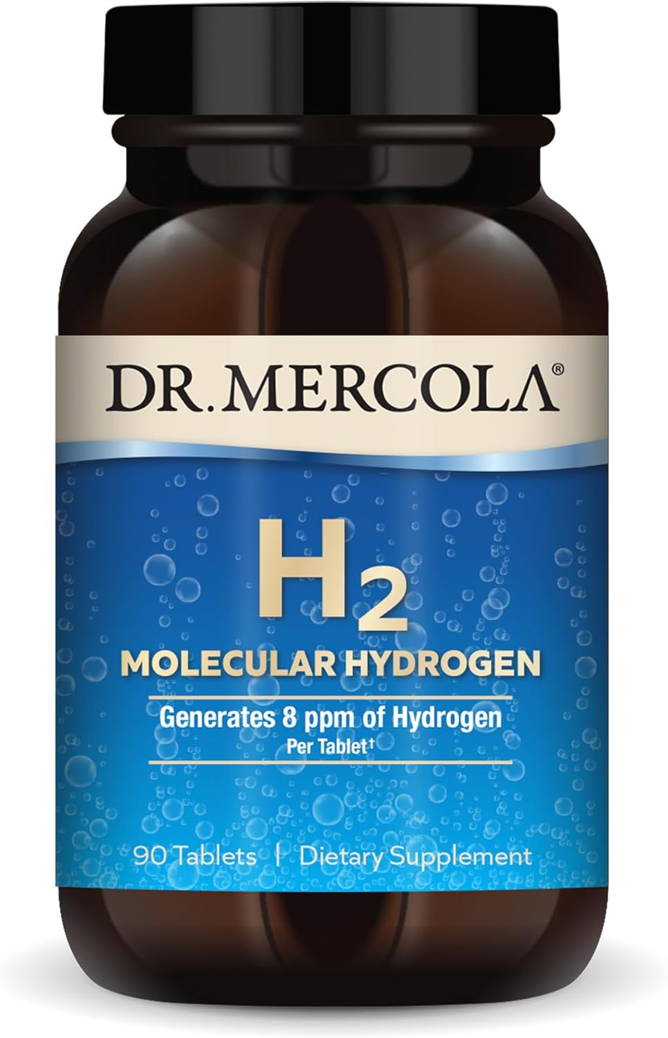 Dr. Mercola H2 Molecular Hydrogen Tablets Creates Hydrogen Rich Water (8 ppm) Supports Cellular Energy Brain Health & Healthy Aging Elemental Magnesium Non-GMO 90 Servings