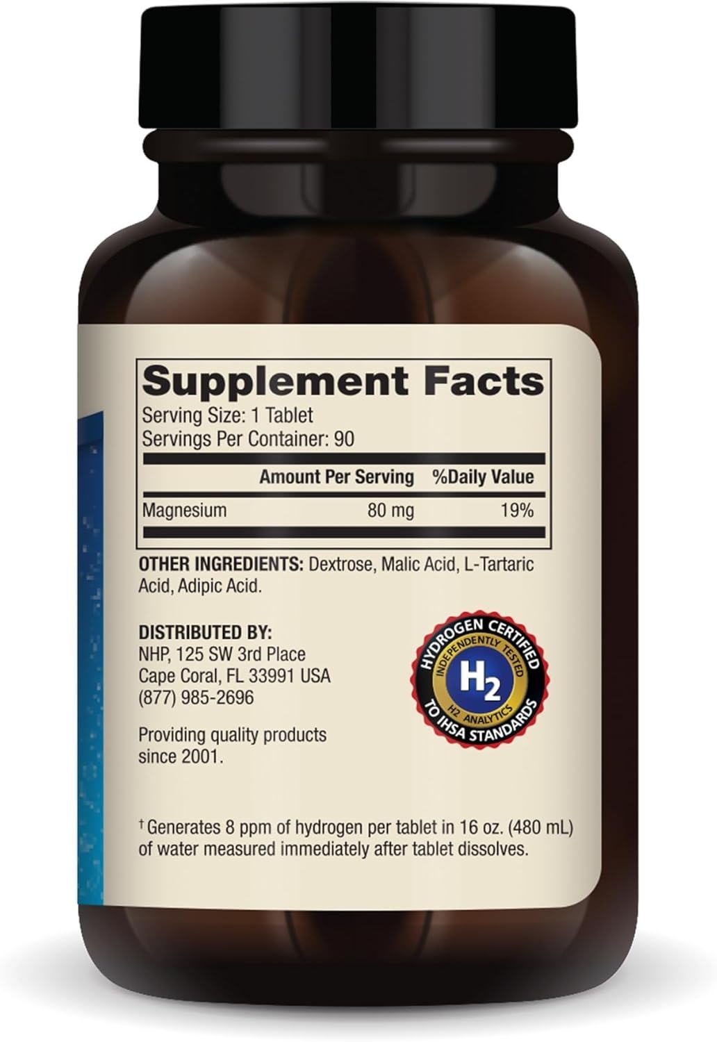 Dr. Mercola H2 Molecular Hydrogen Tablets Creates Hydrogen Rich Water (8 ppm) Supports Cellular Energy Brain Health & Healthy Aging Elemental Magnesium Non-GMO 90 Servings