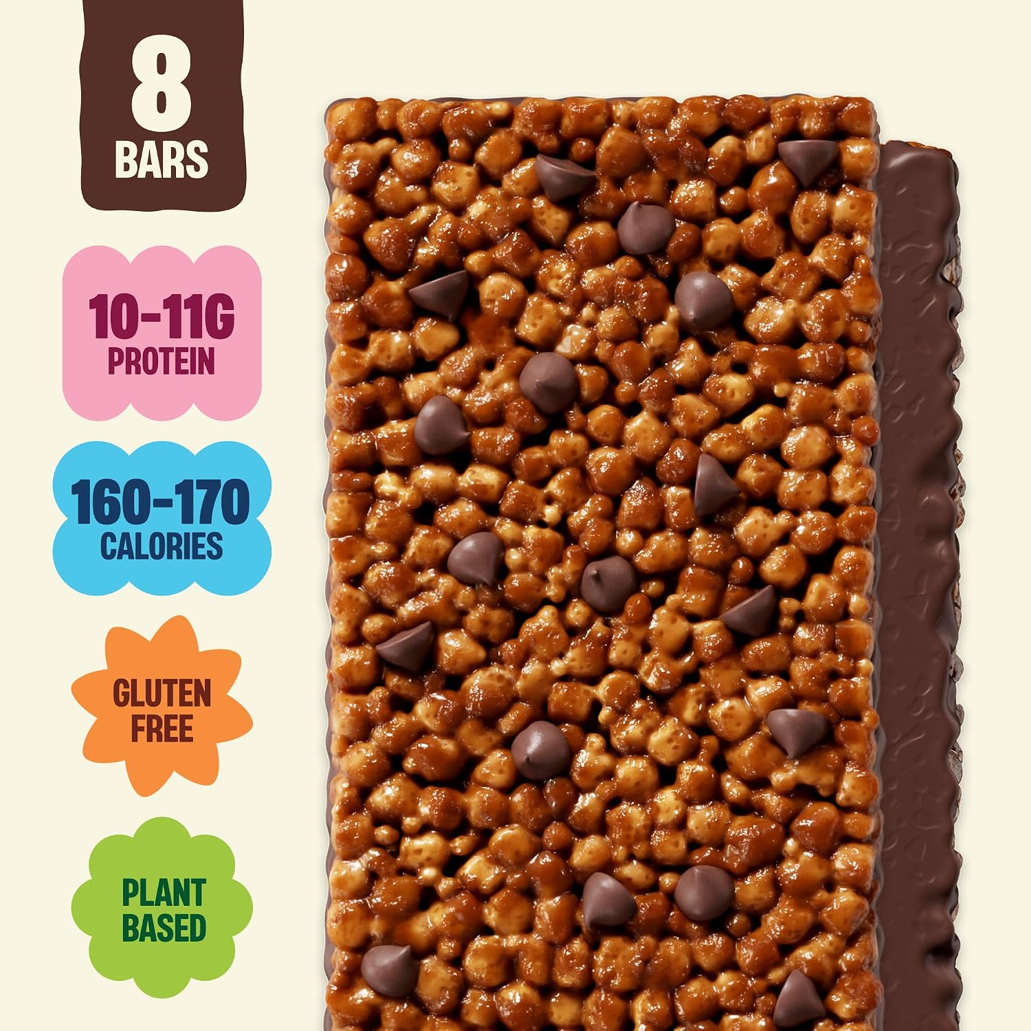 Mezcla Puff-Crispy Plant Based Protein Bars - Variety Pack - Healthy Snacks for Adults & Kids - Granola Bars for School, Travel, & Office Snacks - Gluten Free, Vegan, Non GMO, 10g Protein - 8 Count