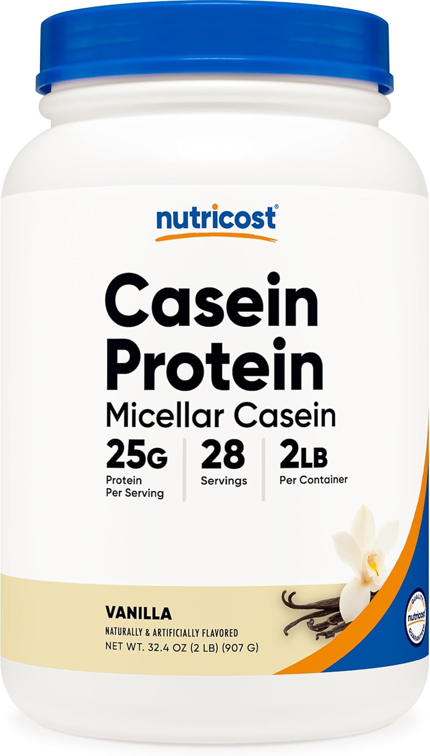 Nutricost Casein Protein Powder 5lb Vanilla - Micellar Casein, Gluten Free, Non-GMO