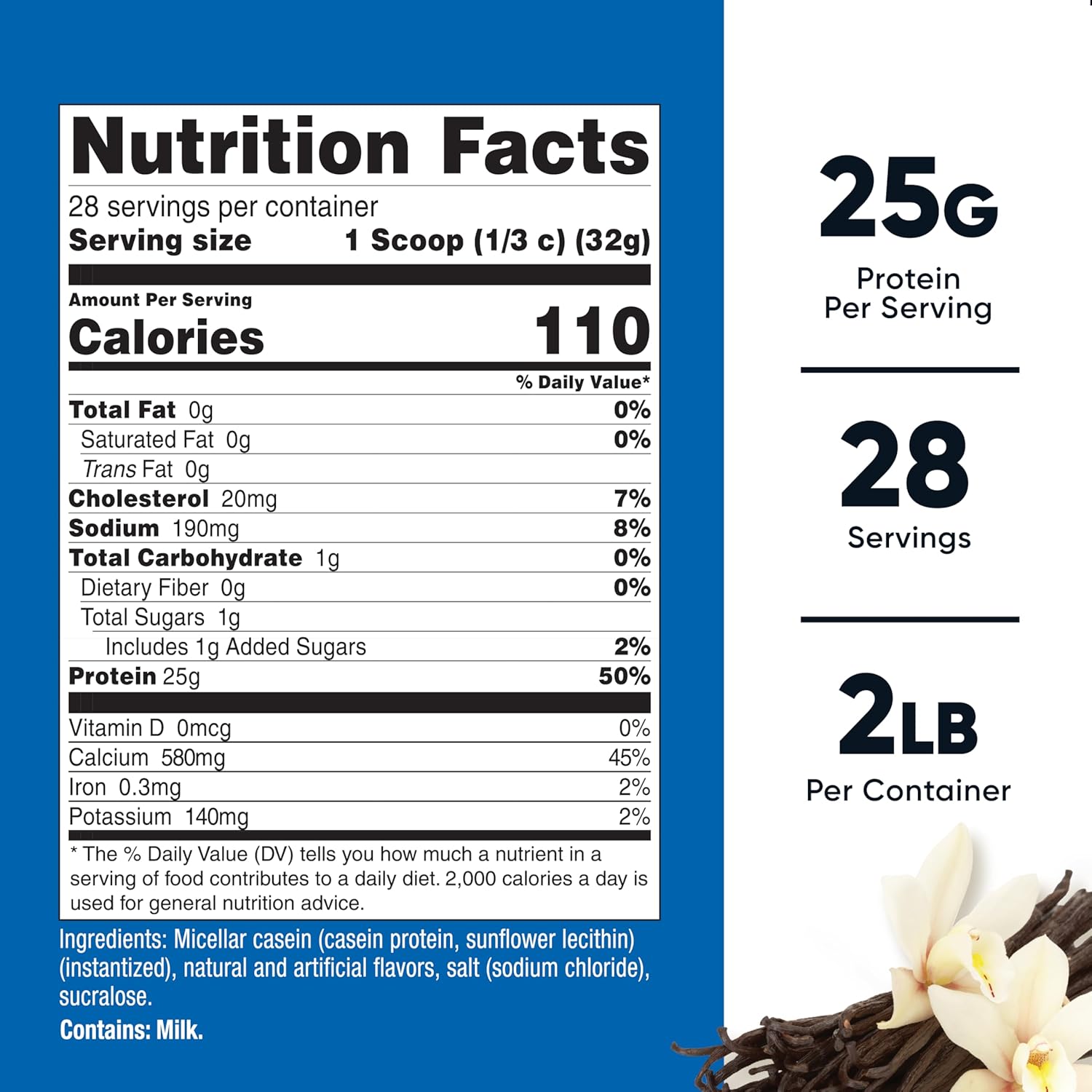 Nutricost Casein Protein Powder 5lb Vanilla - Micellar Casein, Gluten Free, Non-GMO