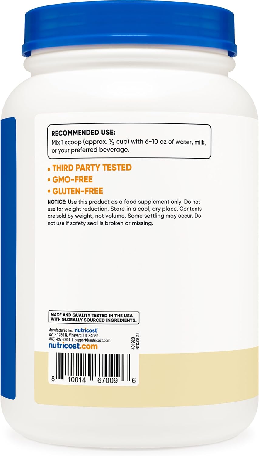 Nutricost Casein Protein Powder 5lb Vanilla - Micellar Casein, Gluten Free, Non-GMO