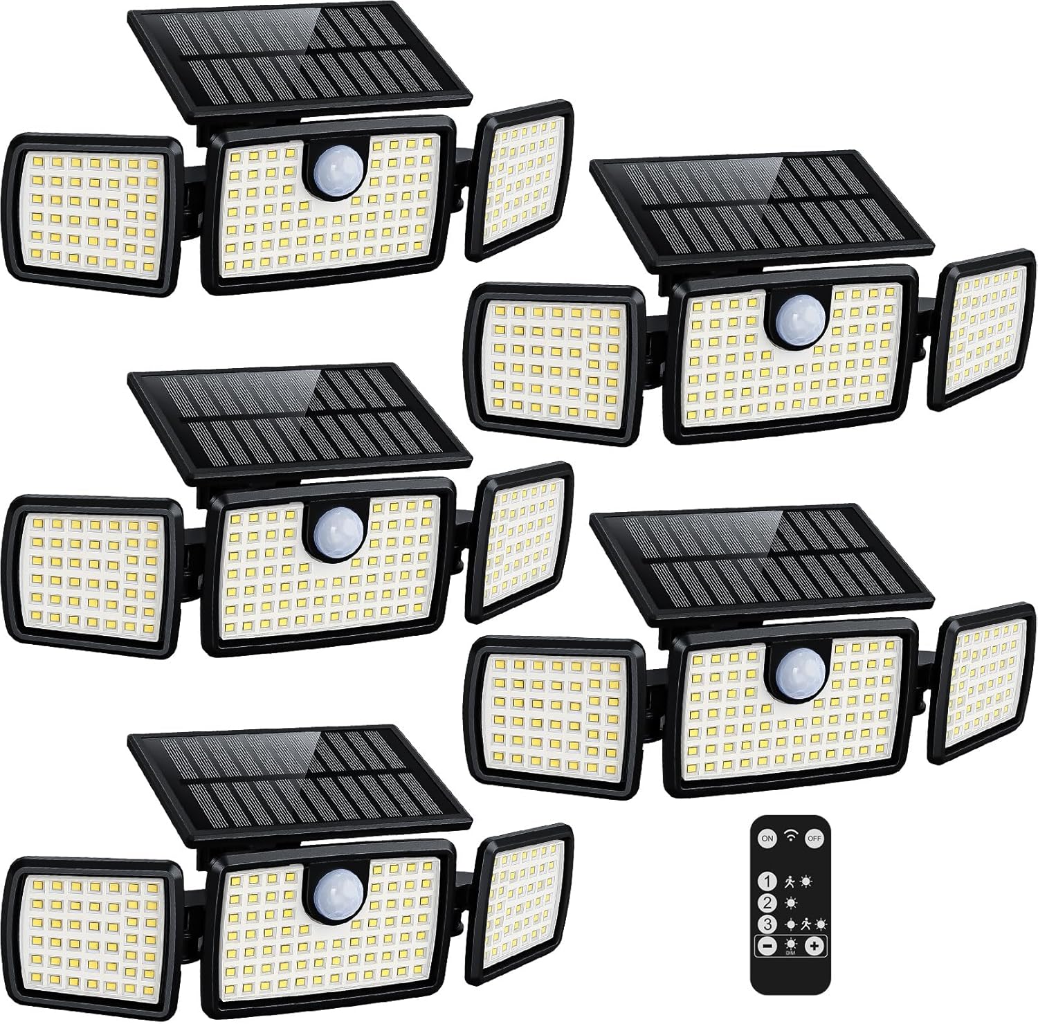 MIHANI Solar Lights Outdoor Quick Charge Solar Motion Deck Lights Outdoor for Deck with High Brightness Larger Built-in Tempered Glass Panel Sensitive PIR Motion Inductor (Remote 5 Pack)