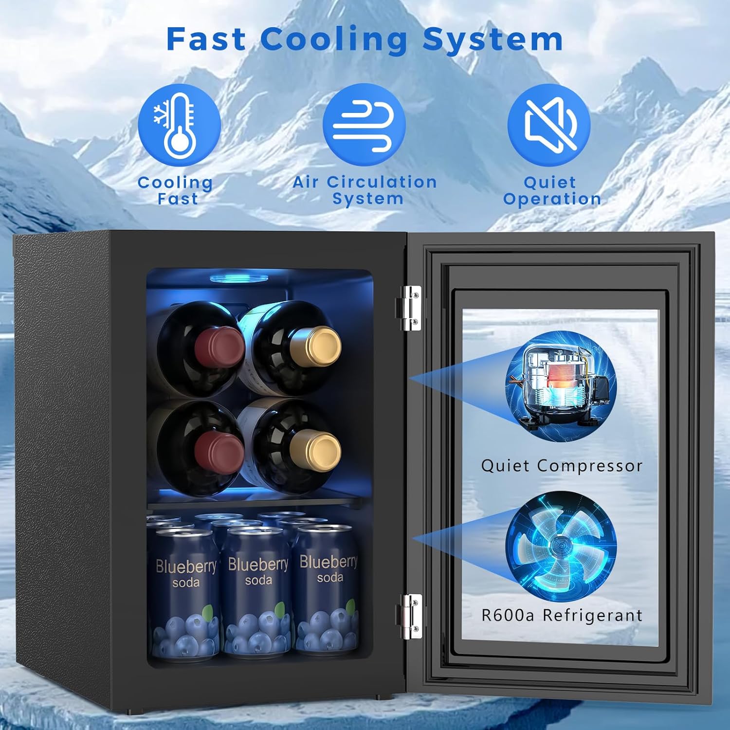 Electactic Mini Fridge 130 Can Beverage Refrigerator Cooler, 3.2 Cu.Ft Drink Fridge for Soda Wine Beer