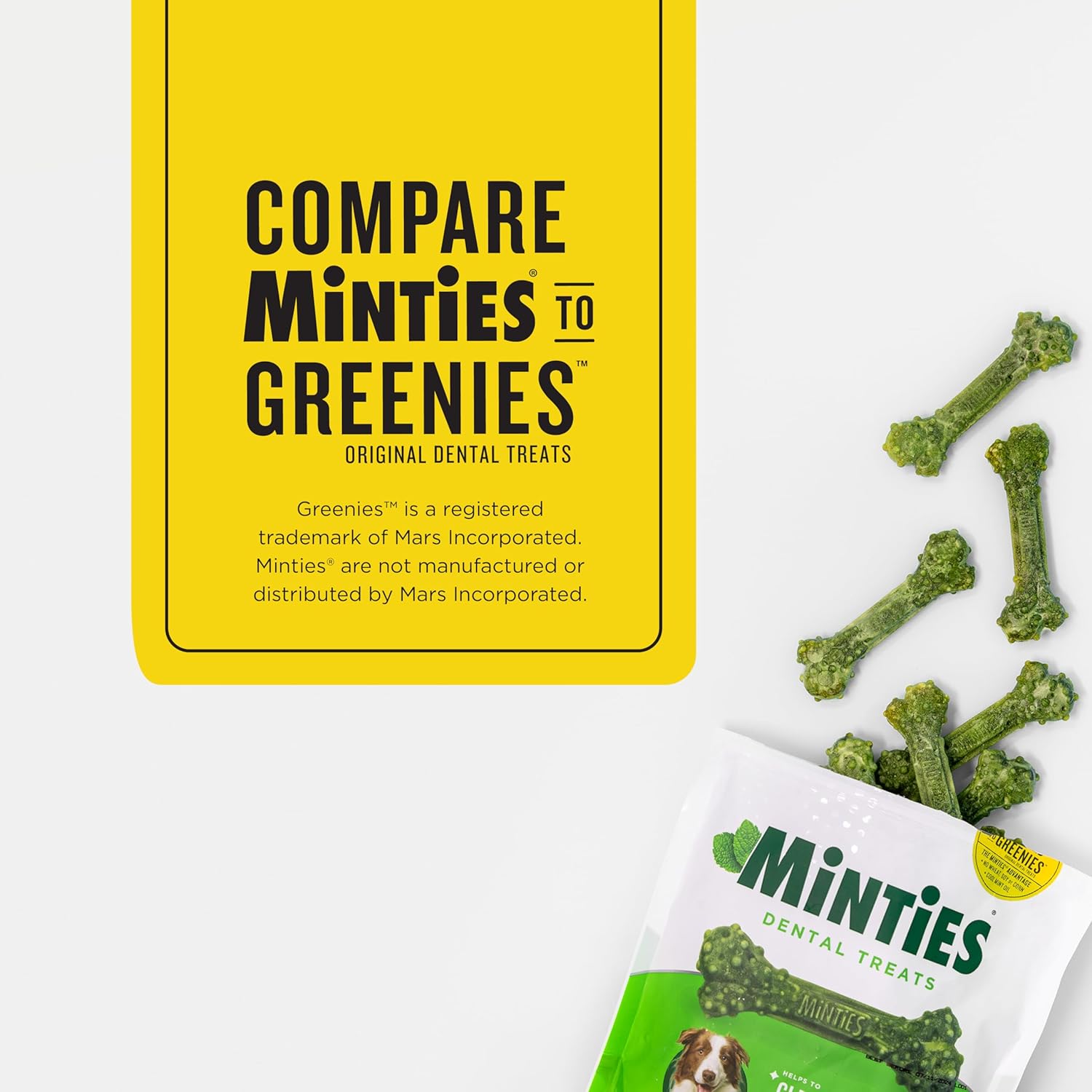Minties Dental Chews for Dogs 36 Count Vet-Recommended Mint-Flavored Treats for Large Dogs Over 50 lbs Dental Bones Clean Teeth Fight Bad Breath and Removes Plaque and Tartar